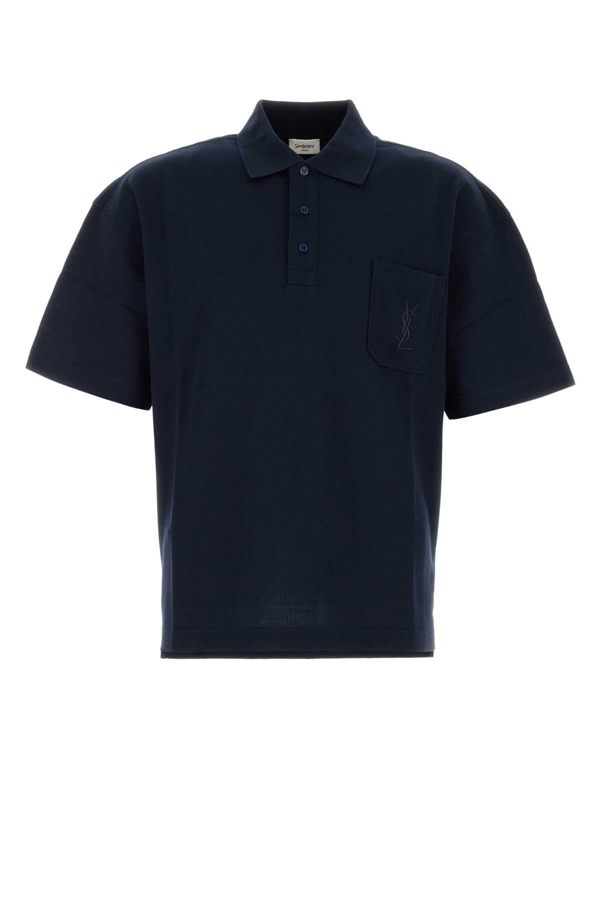 Saint Laurent Men Navy Blue Piquet Polo Shirt SAINT LAURENT