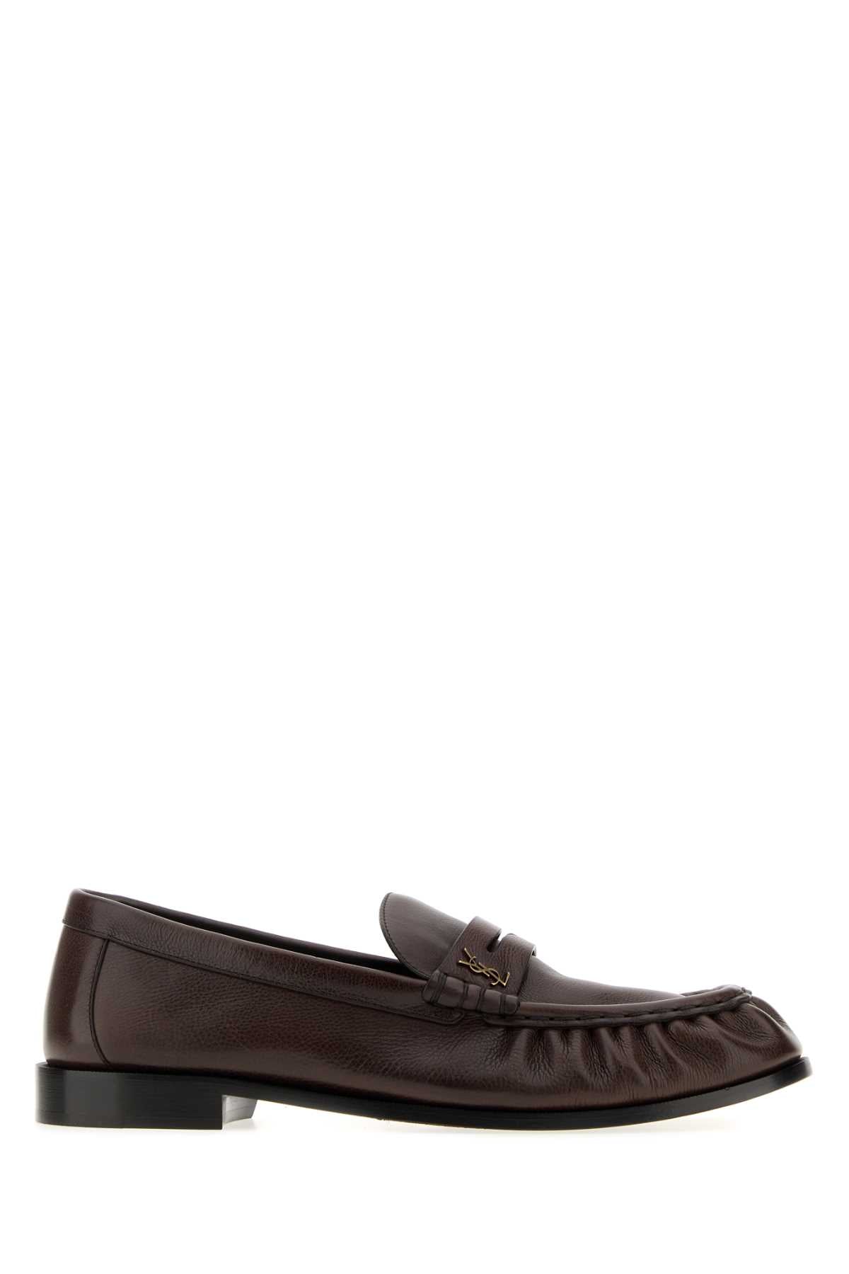 Saint Laurent Men Dark Brown Leather Loafers SAINT LAURENT