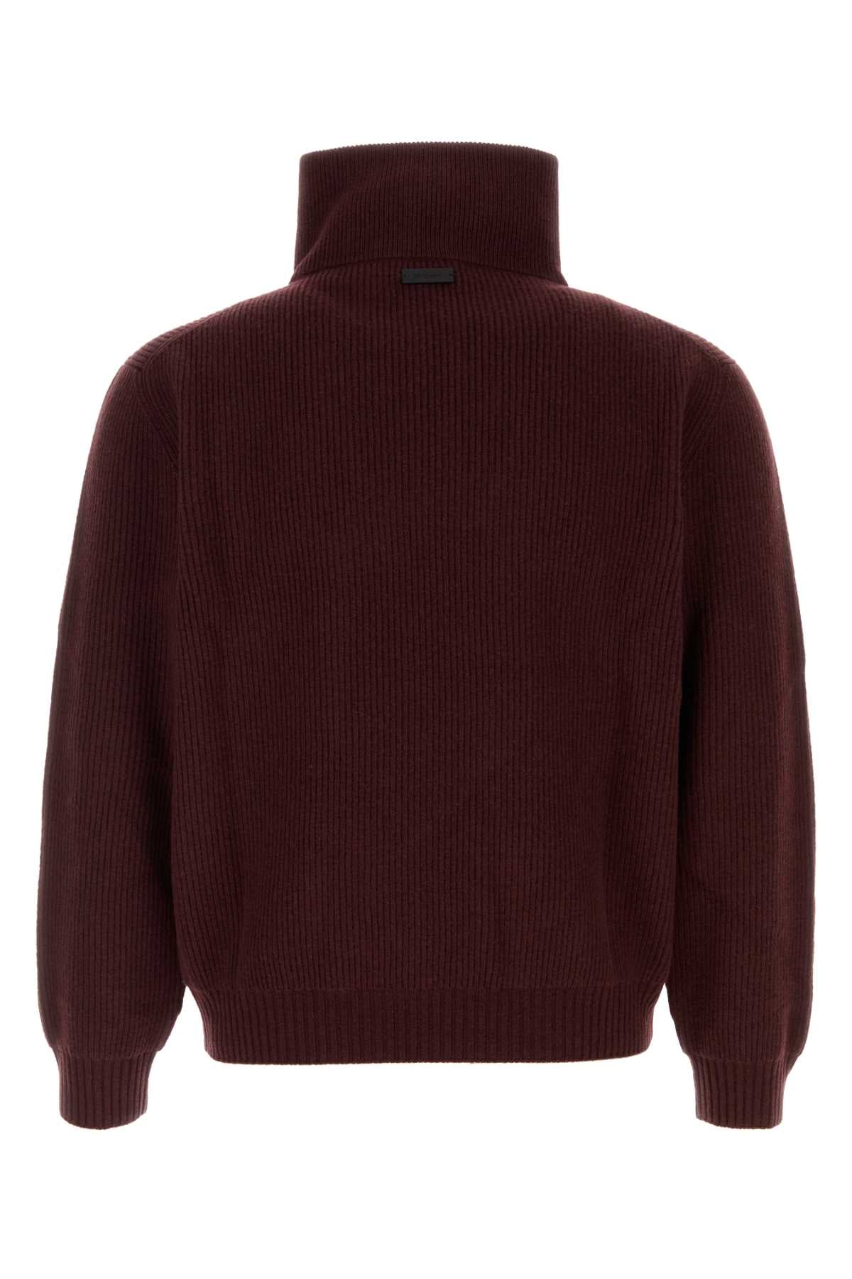 Saint Laurent Men Burgundy Wool Sweater SAINT LAURENT