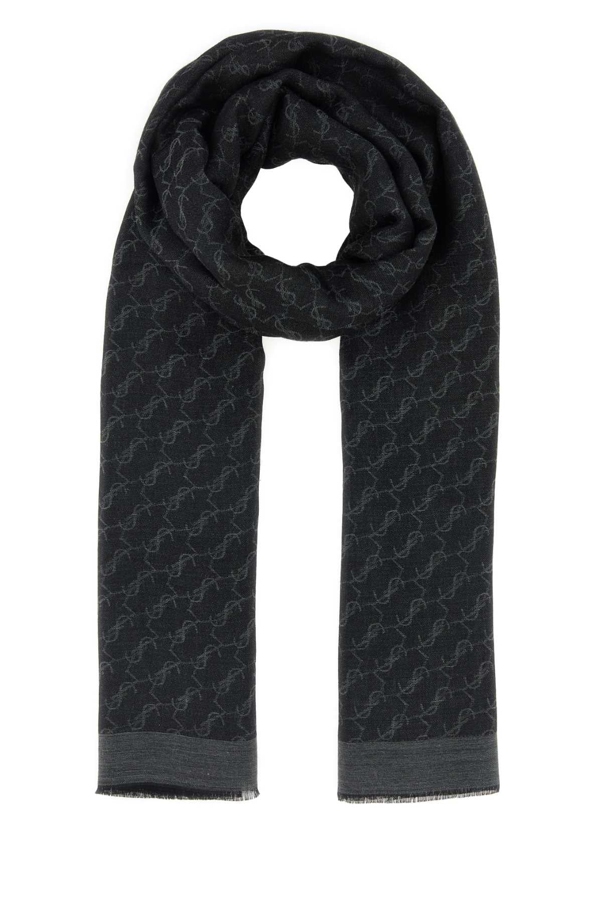 Saint Laurent Men Embroidered Cashmere Scarf SAINT LAURENT