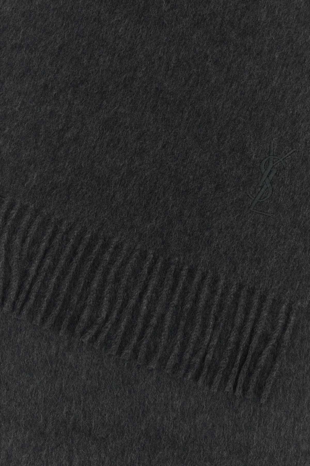 Saint Laurent Men Dark Grey Cashmere Scarf SAINT LAURENT