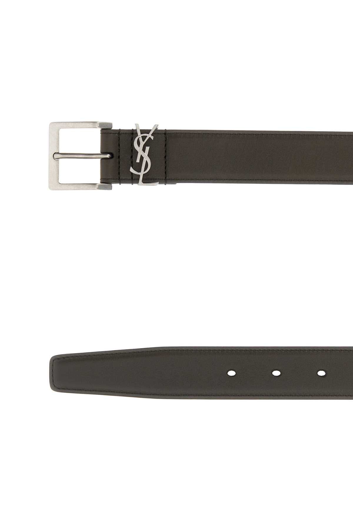Saint Laurent Men Dark Brown Leather Belt SAINT LAURENT
