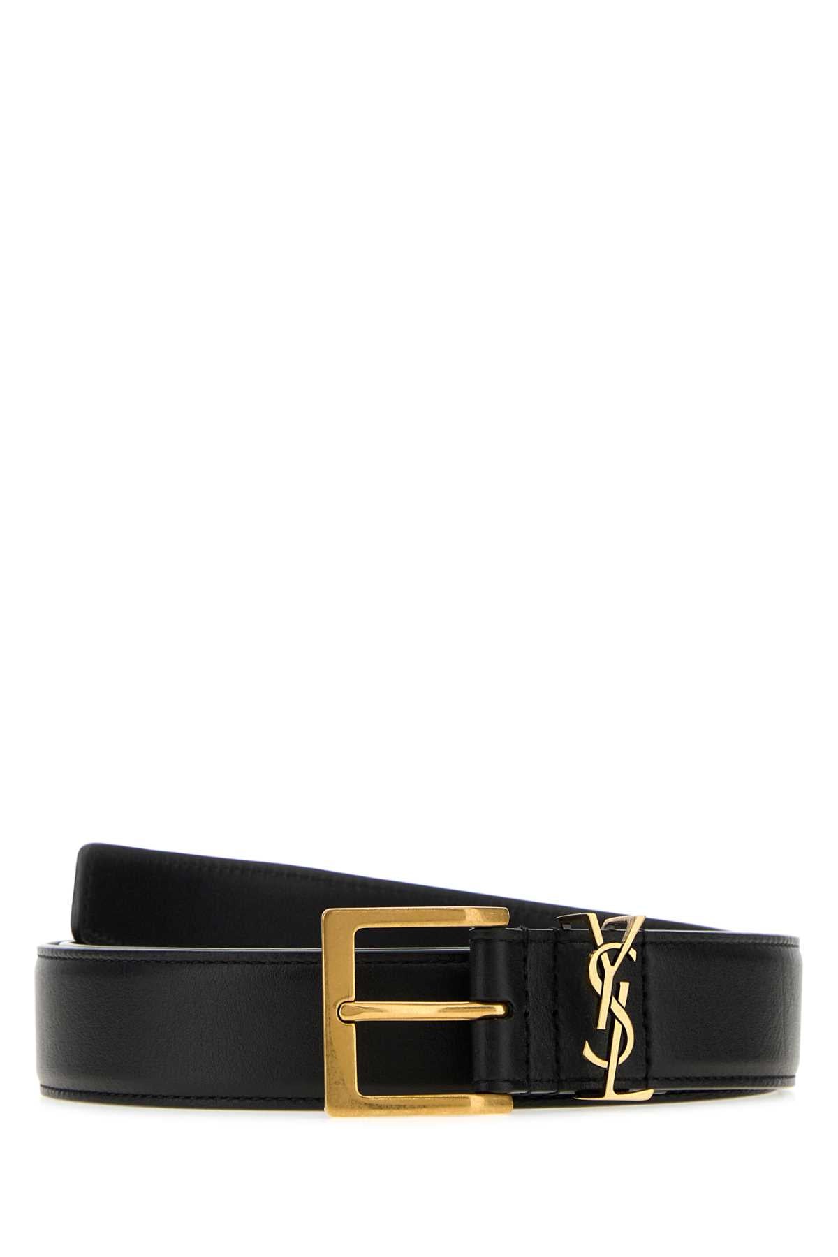 Saint Laurent Men Black Leather Belt SAINT LAURENT