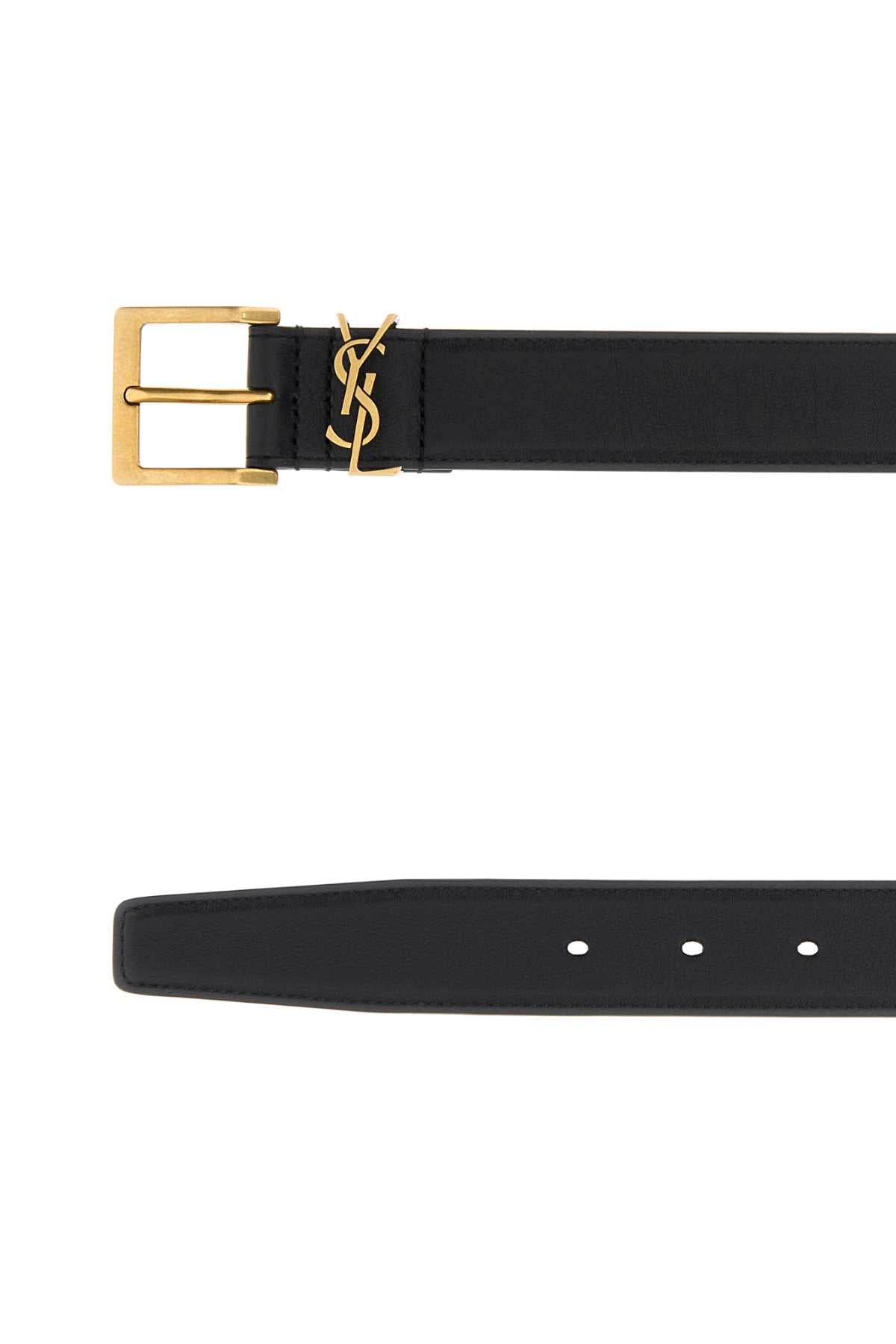 Saint Laurent Men Black Leather Belt SAINT LAURENT