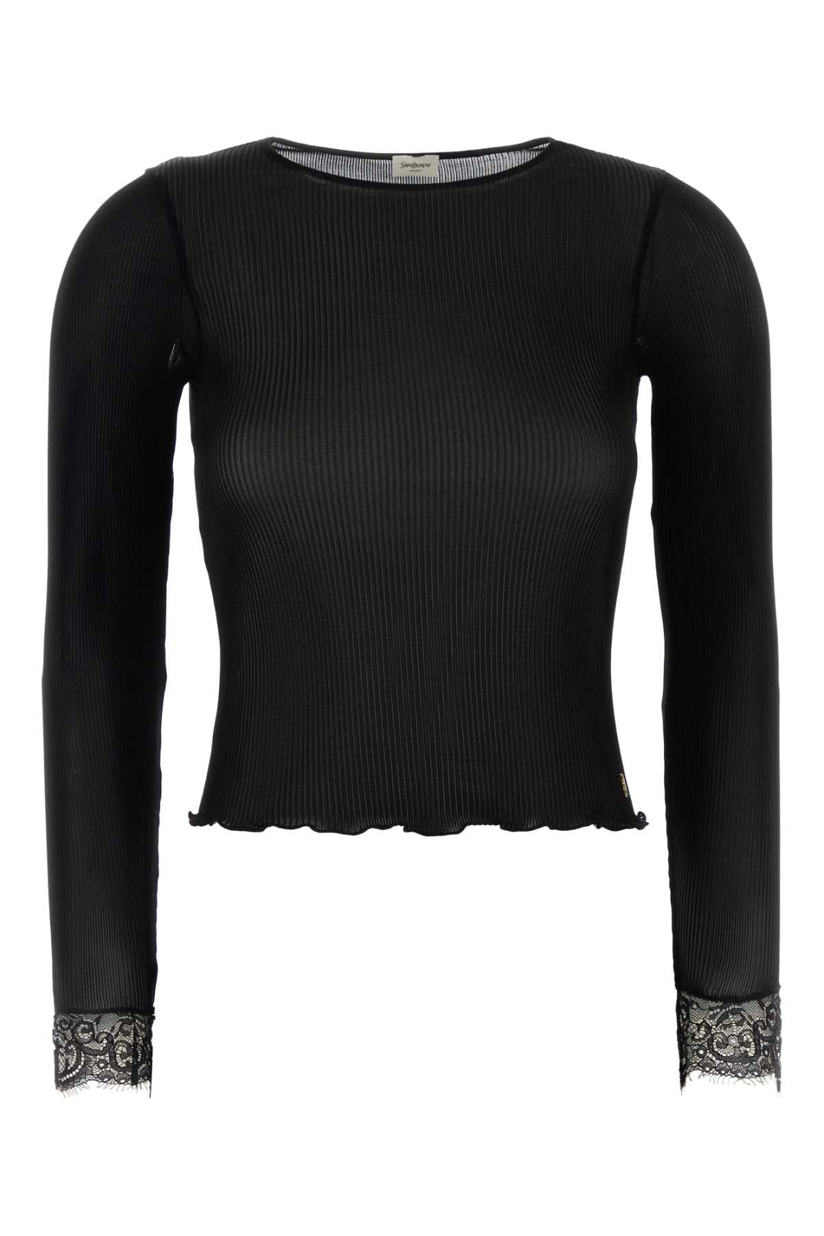 Saint Laurent Women Black Silk Top SAINT LAURENT