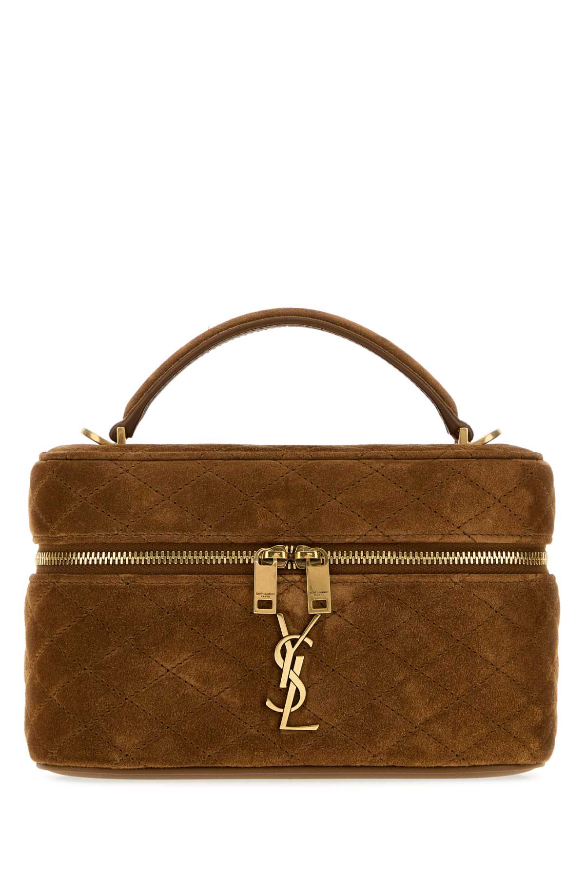 Saint Laurent Women Camel Suede Vanity Gab Handbag SAINT LAURENT