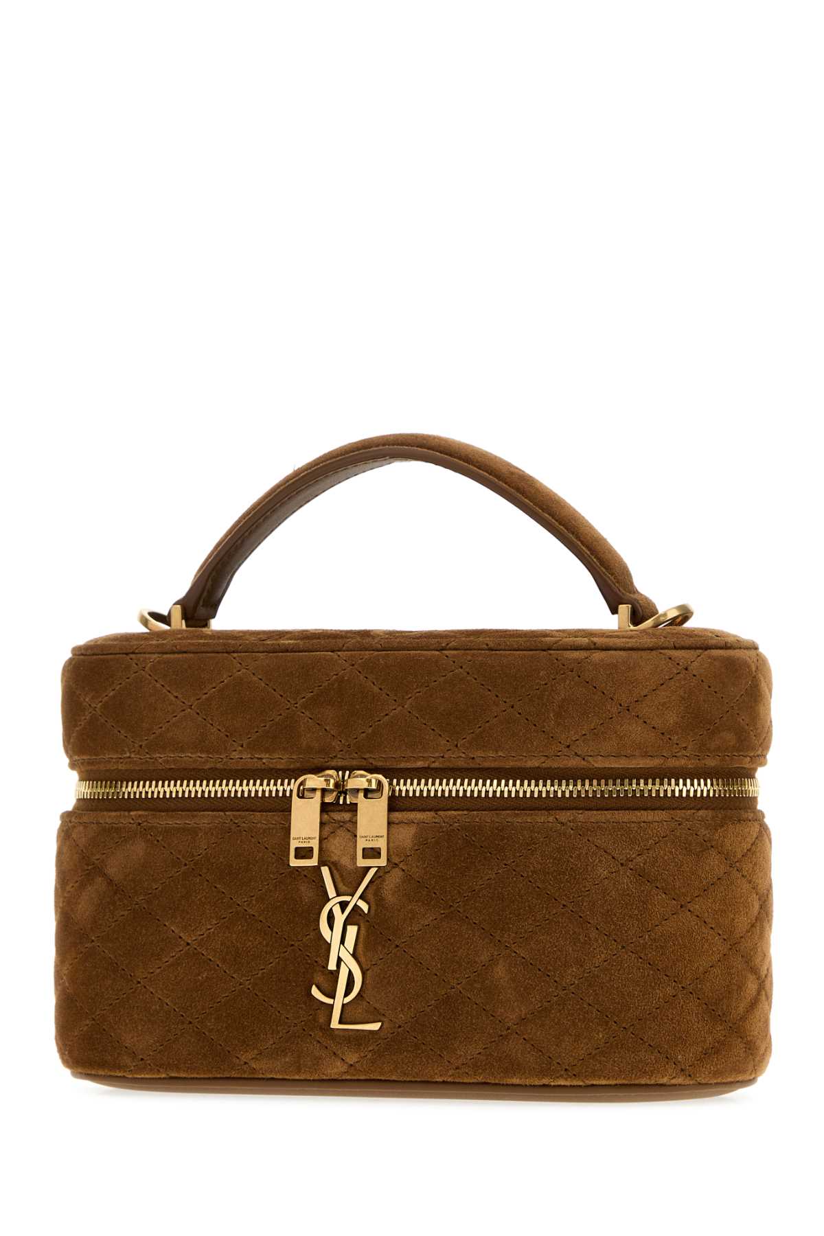 Saint Laurent Women Camel Suede Vanity Gab Handbag SAINT LAURENT