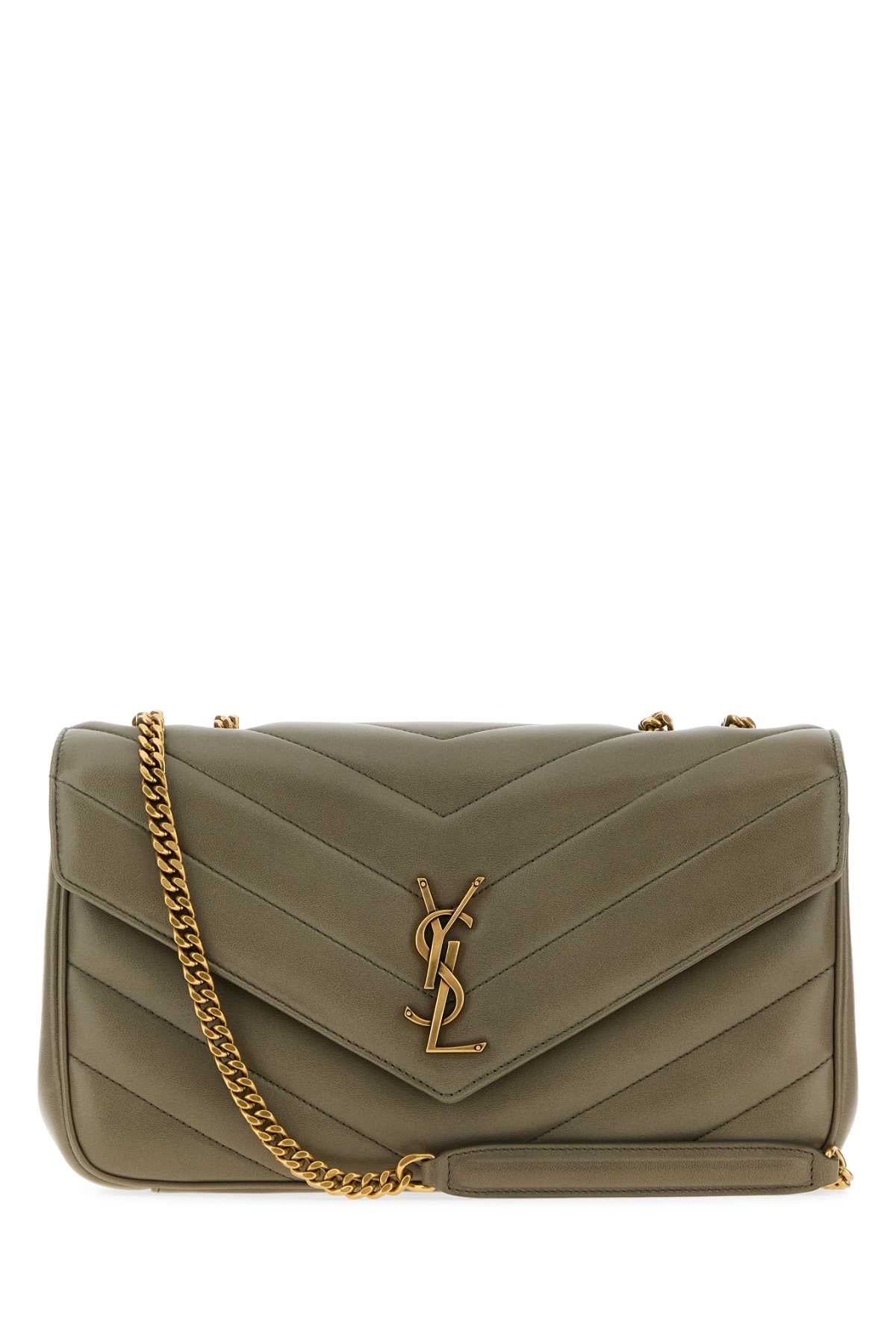 Saint Laurent Women Sage Green Leather Medium Loulou Shoulder Bag SAINT LAURENT