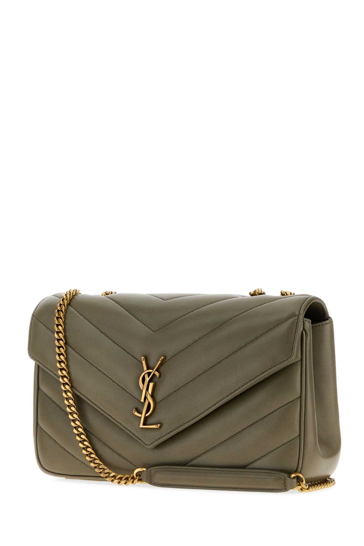 Saint Laurent Women Sage Green Leather Medium Loulou Shoulder Bag SAINT LAURENT