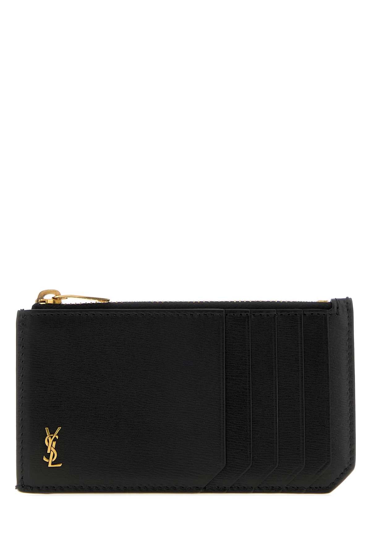 Saint Laurent Men Black Leather Card Holder SAINT LAURENT