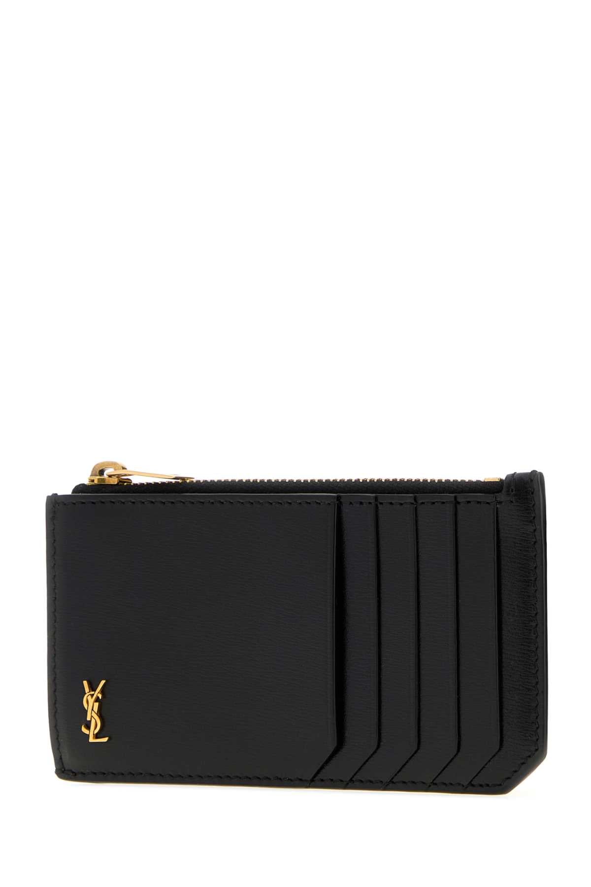 Saint Laurent Men Black Leather Card Holder SAINT LAURENT