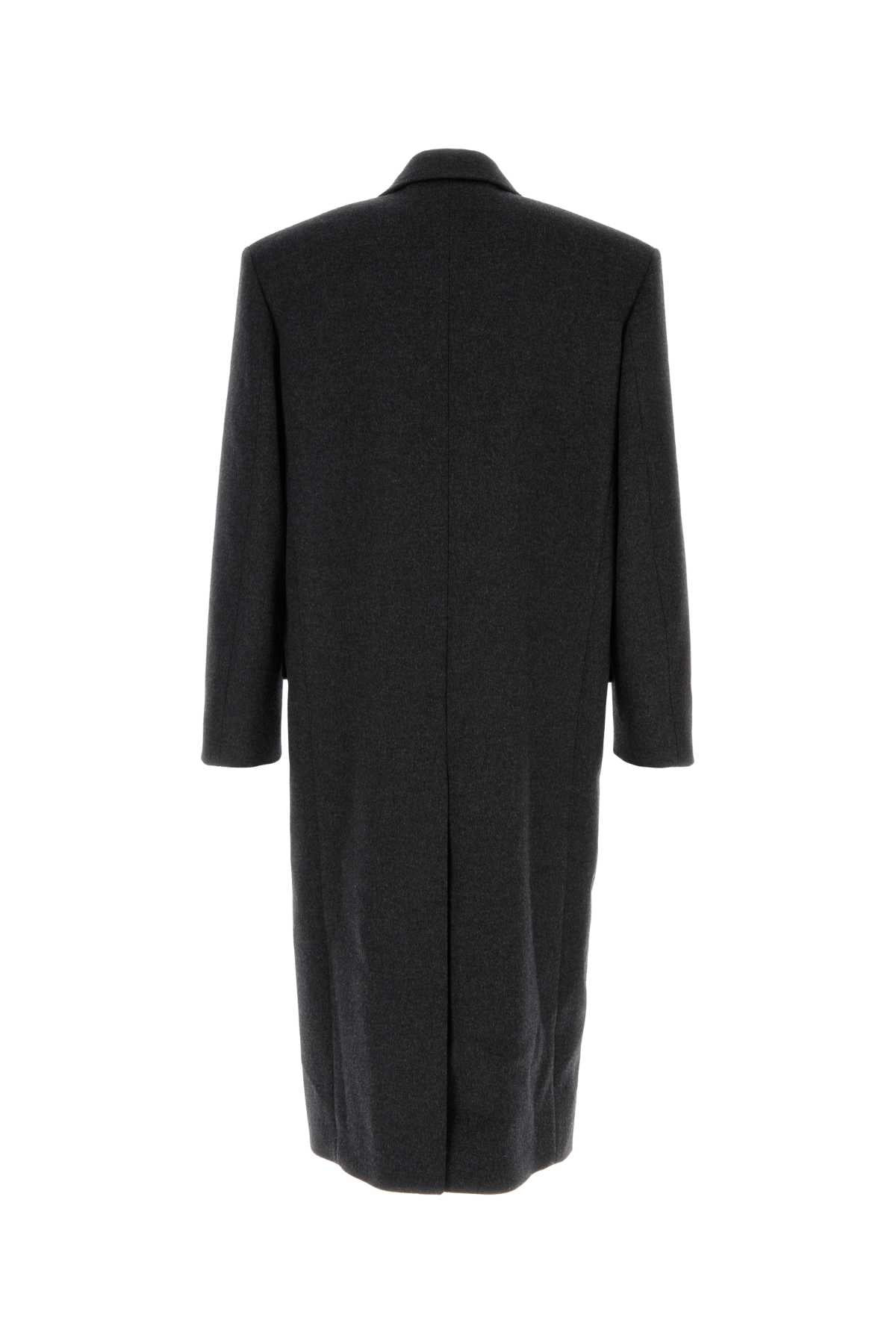 Saint Laurent Men Charcoal Wool Coat SAINT LAURENT