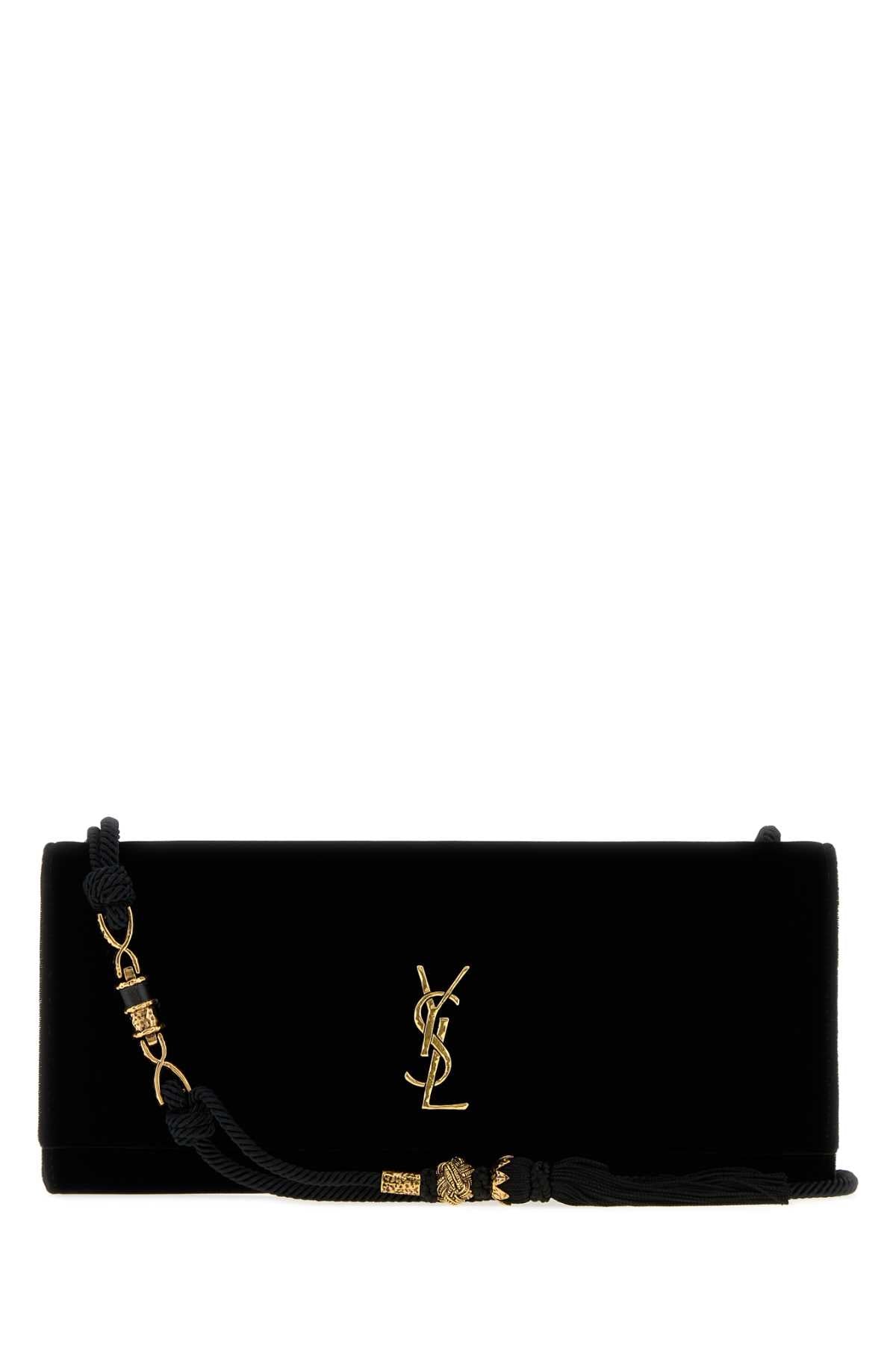 Saint Laurent Women Black Velvet Kate Shoulder Bag SAINT LAURENT