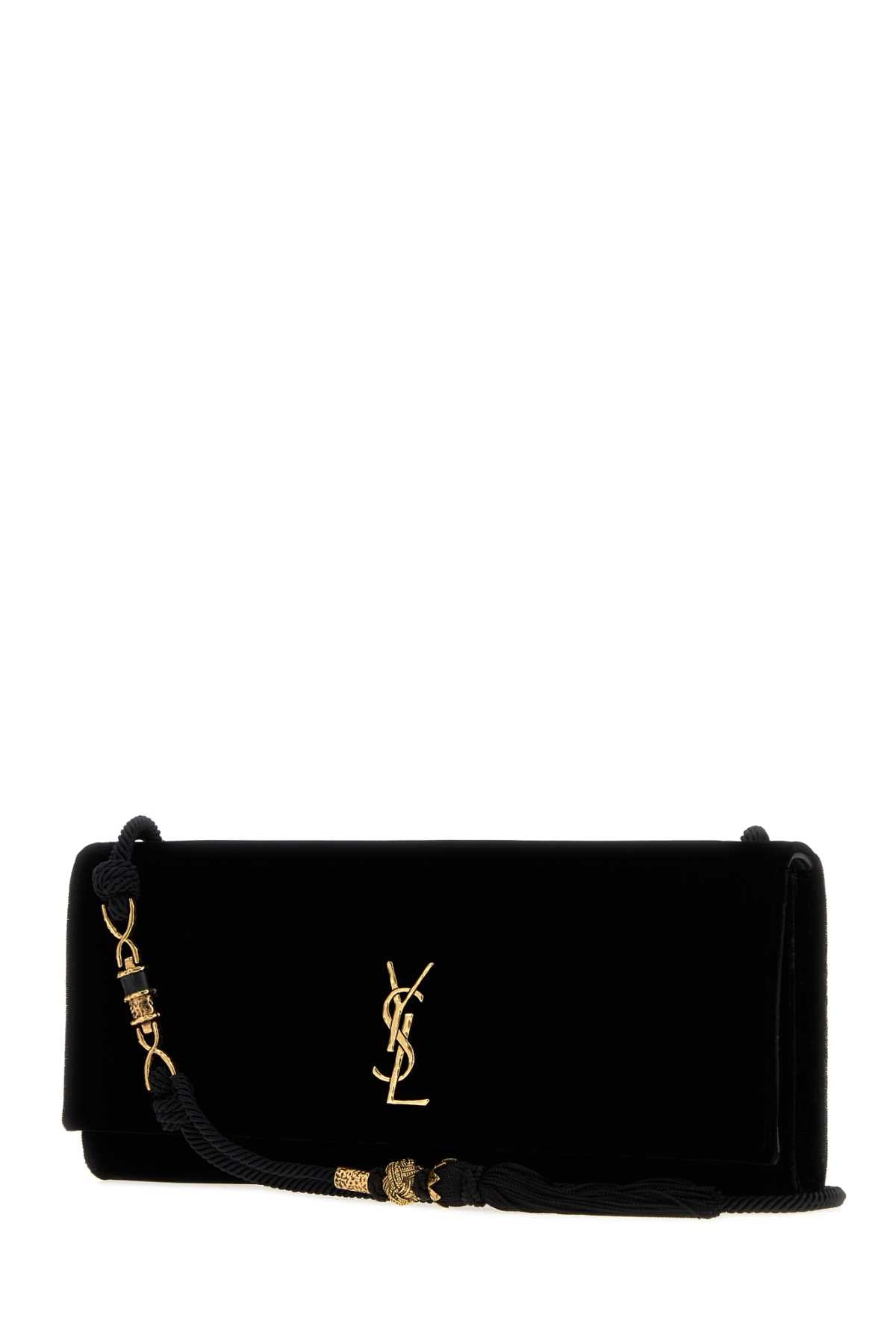 Saint Laurent Women Black Velvet Kate Shoulder Bag SAINT LAURENT