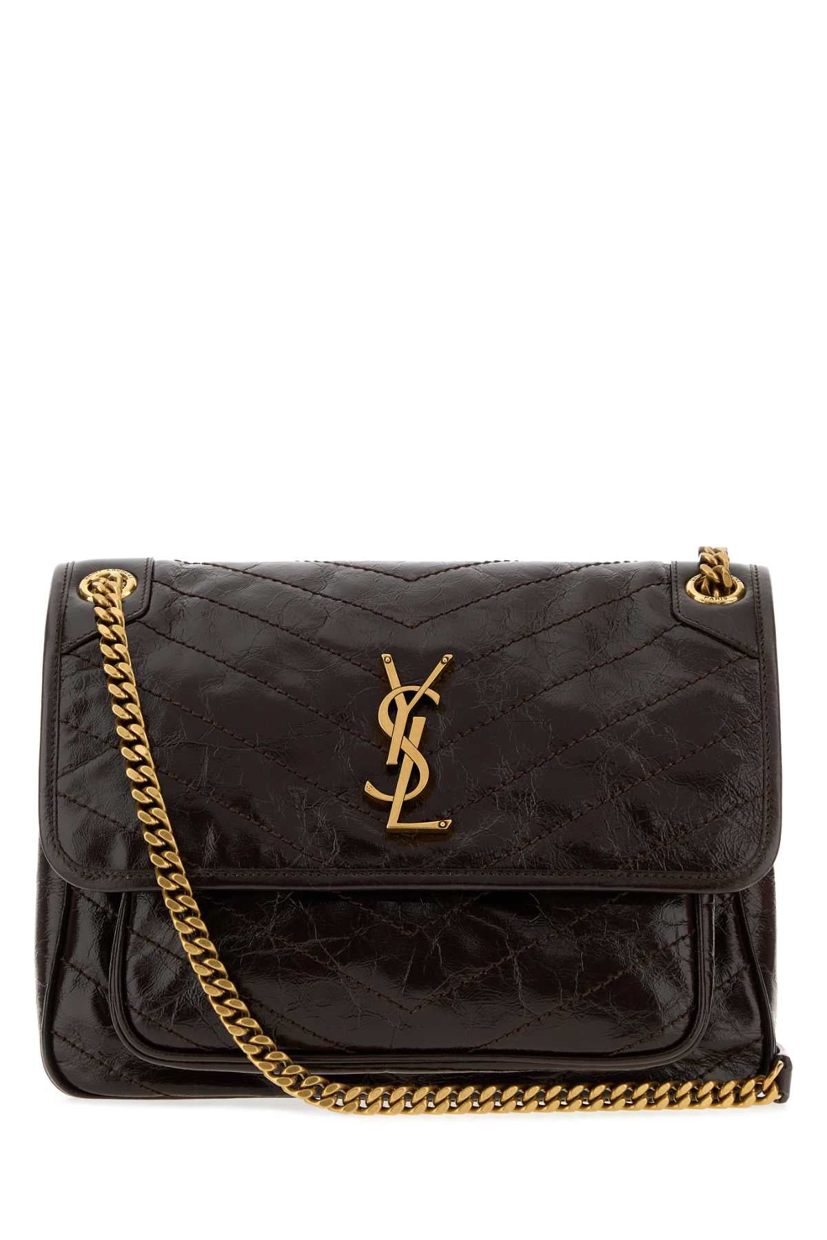 Saint Laurent Women Dark Brown Leather Medium Niki Shoulder Bag SAINT LAURENT