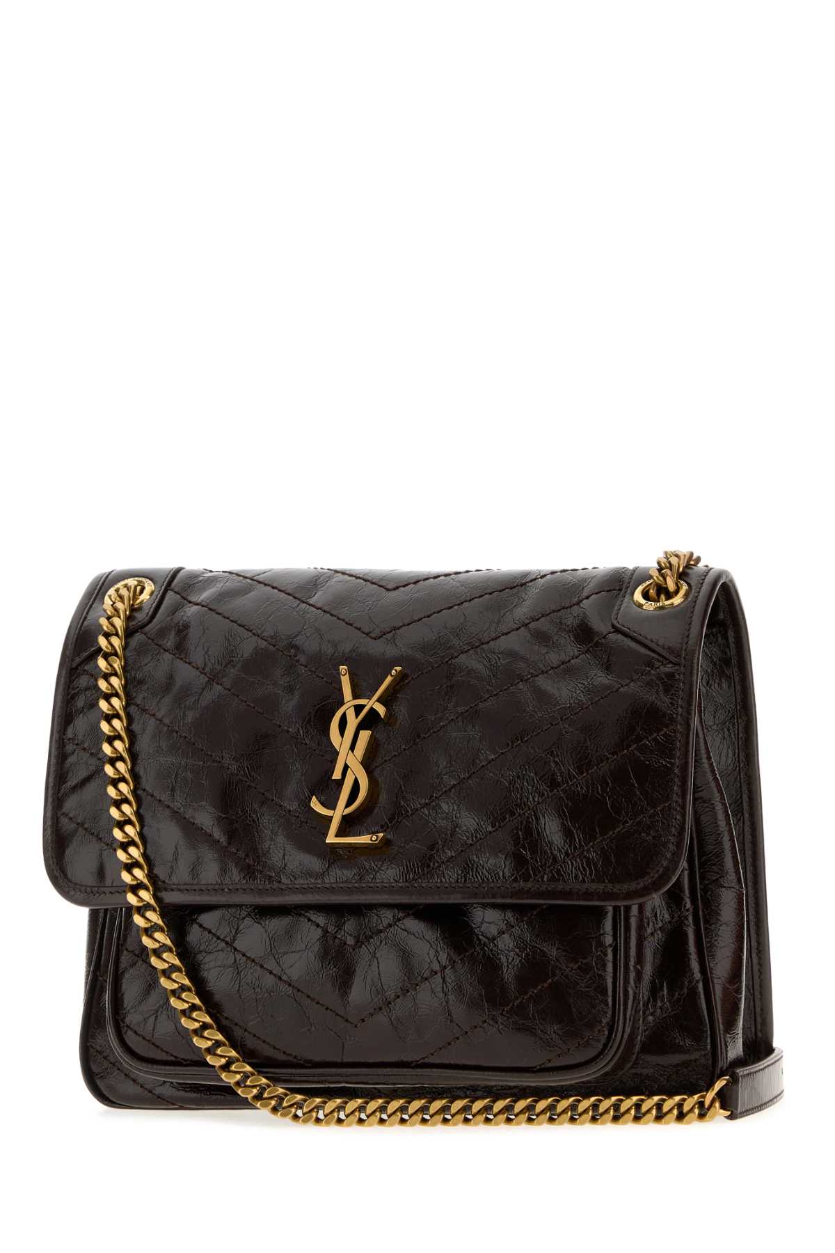 Saint Laurent Women Dark Brown Leather Medium Niki Shoulder Bag SAINT LAURENT