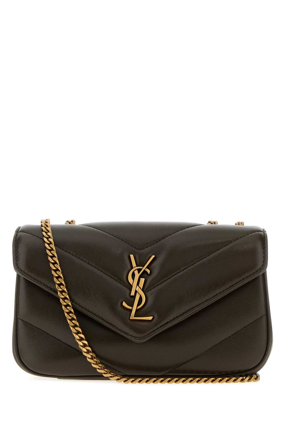 Saint Laurent Women Mud Leather Mini Loulou Shoulder Bag SAINT LAURENT