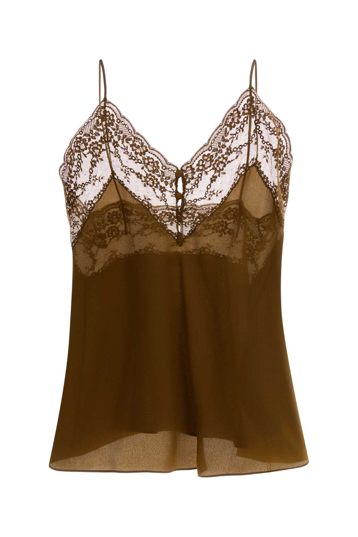 Saint Laurent Women Brown Silk Tank Top SAINT LAURENT