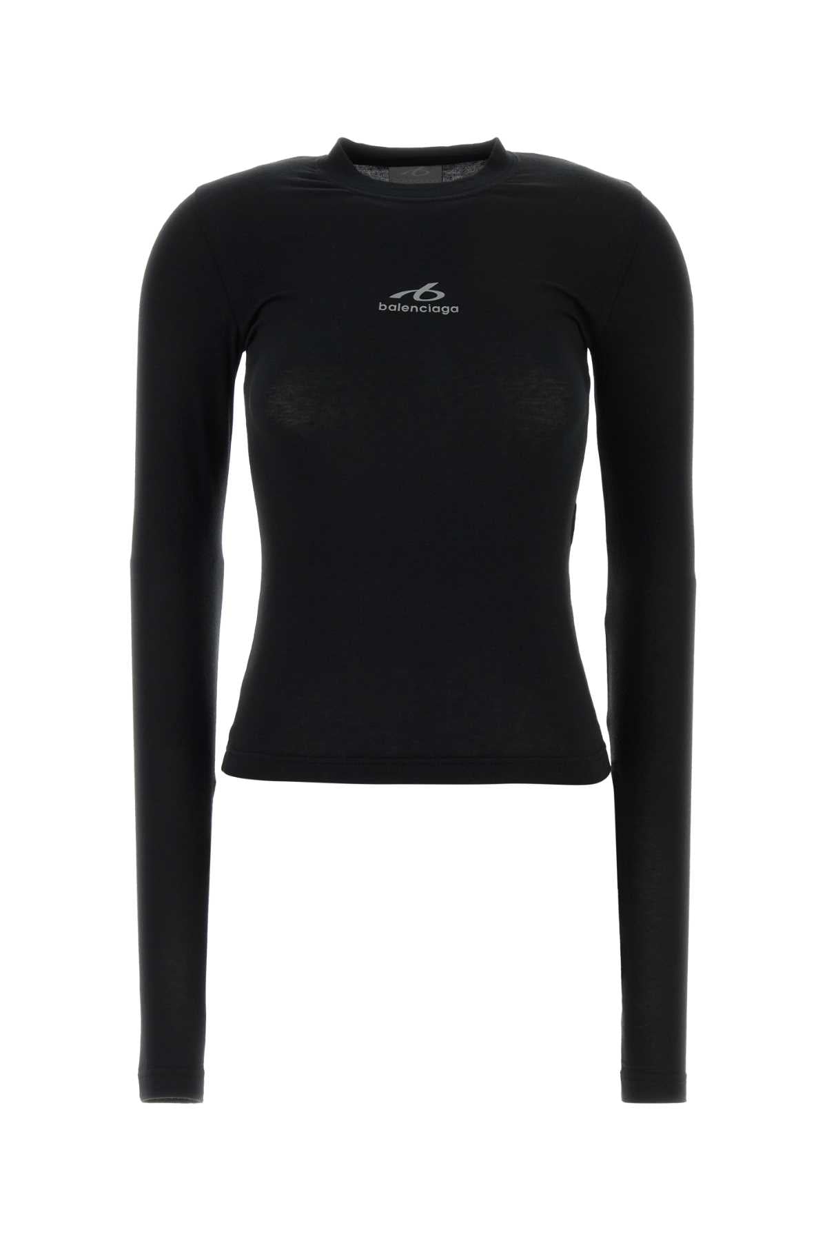 Balenciaga Women Black Stretch Cotton Blend T-Shirt BALENCIAGA