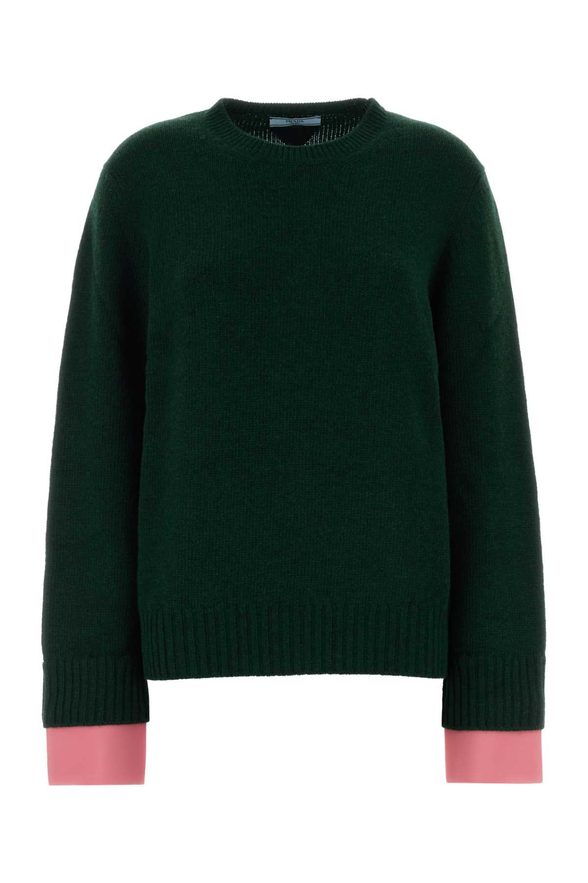 Prada Women Bottle Green Wool Blend Sweater PRADA