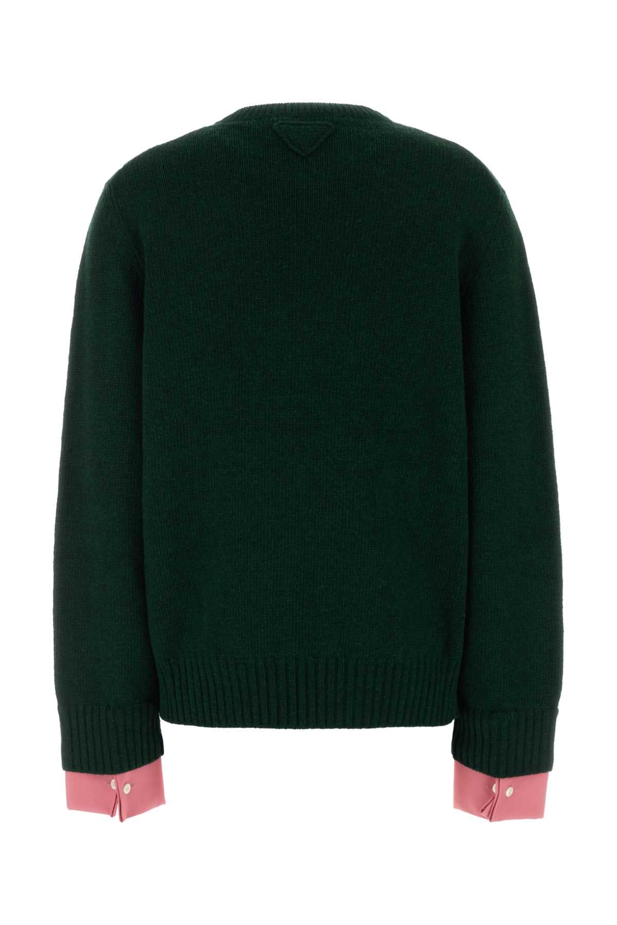 Prada Women Bottle Green Wool Blend Sweater PRADA