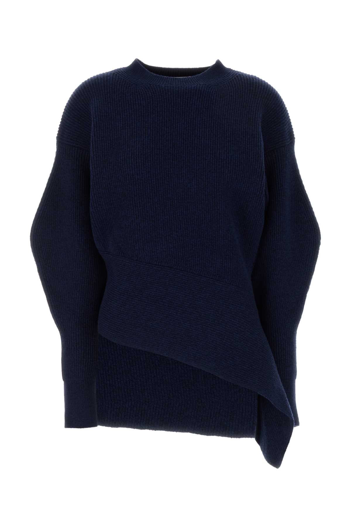 Givenchy Women Melange Blue Stretch Wool Blend Sweater GIVENCHY