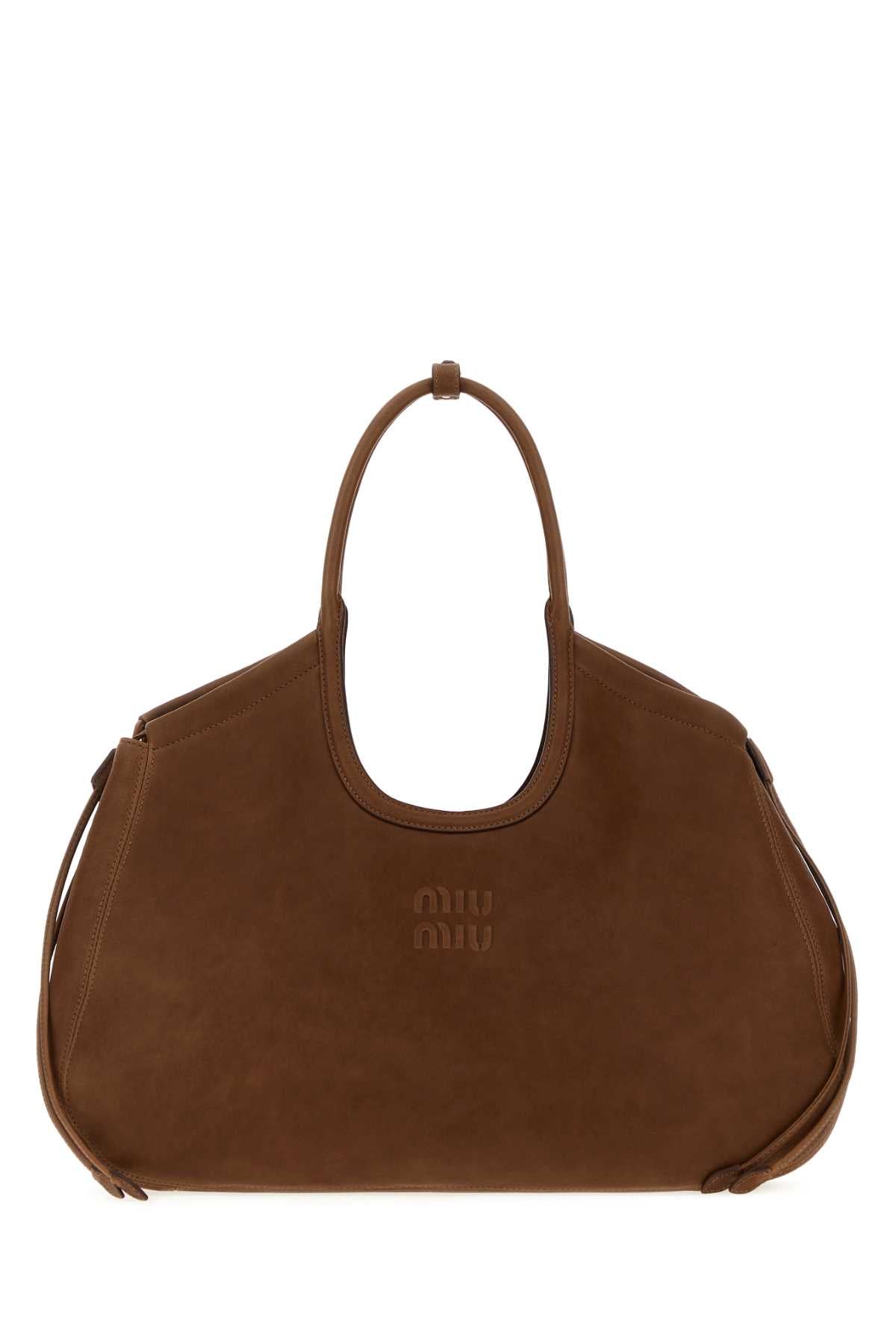 Miu Miu Women Brown Nappa Leather Ivy Shopping Bag MIU MIU