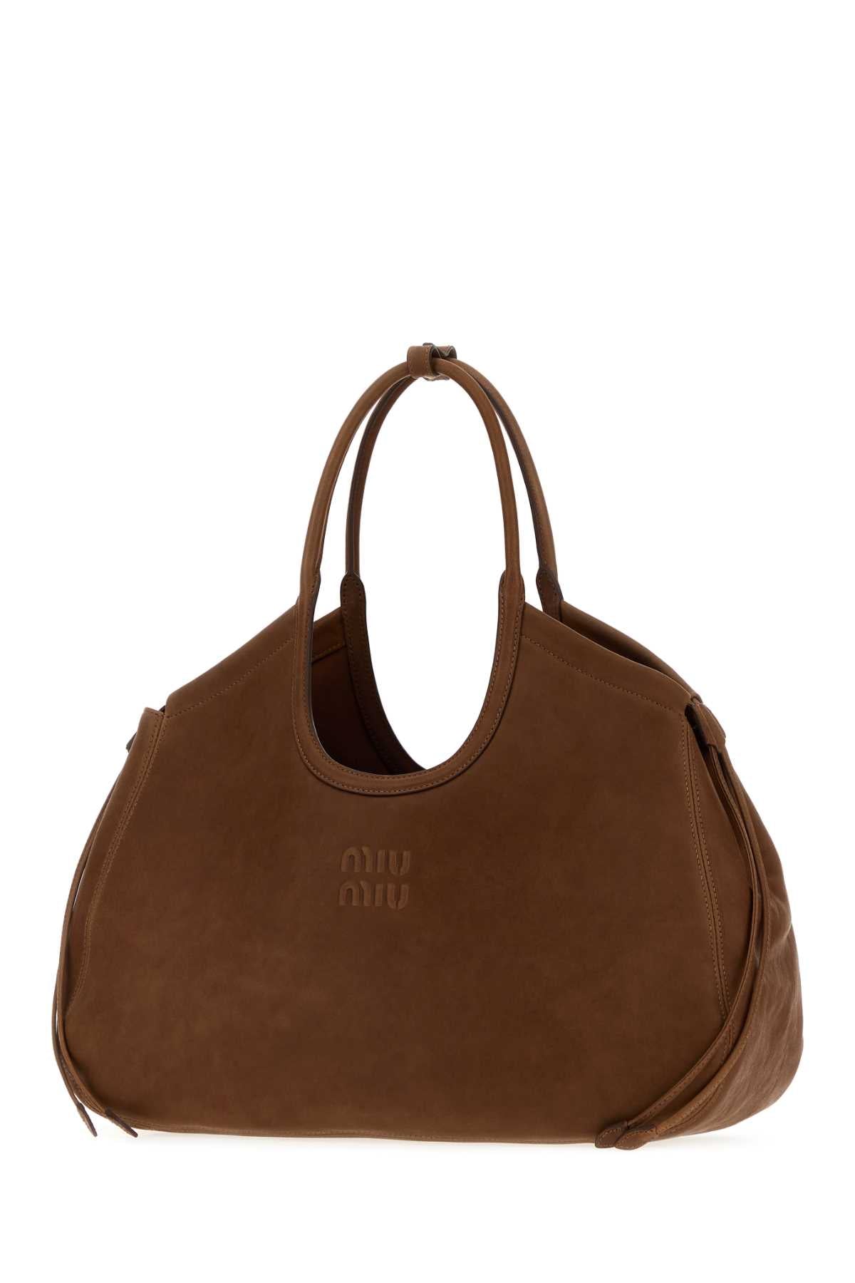 Miu Miu Women Brown Nappa Leather Ivy Shopping Bag MIU MIU