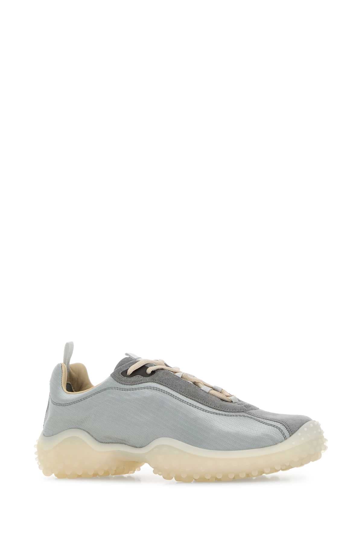 Miu Miu Women Grey Tech Fabric And Suede Bubble Sneakers MIU MIU