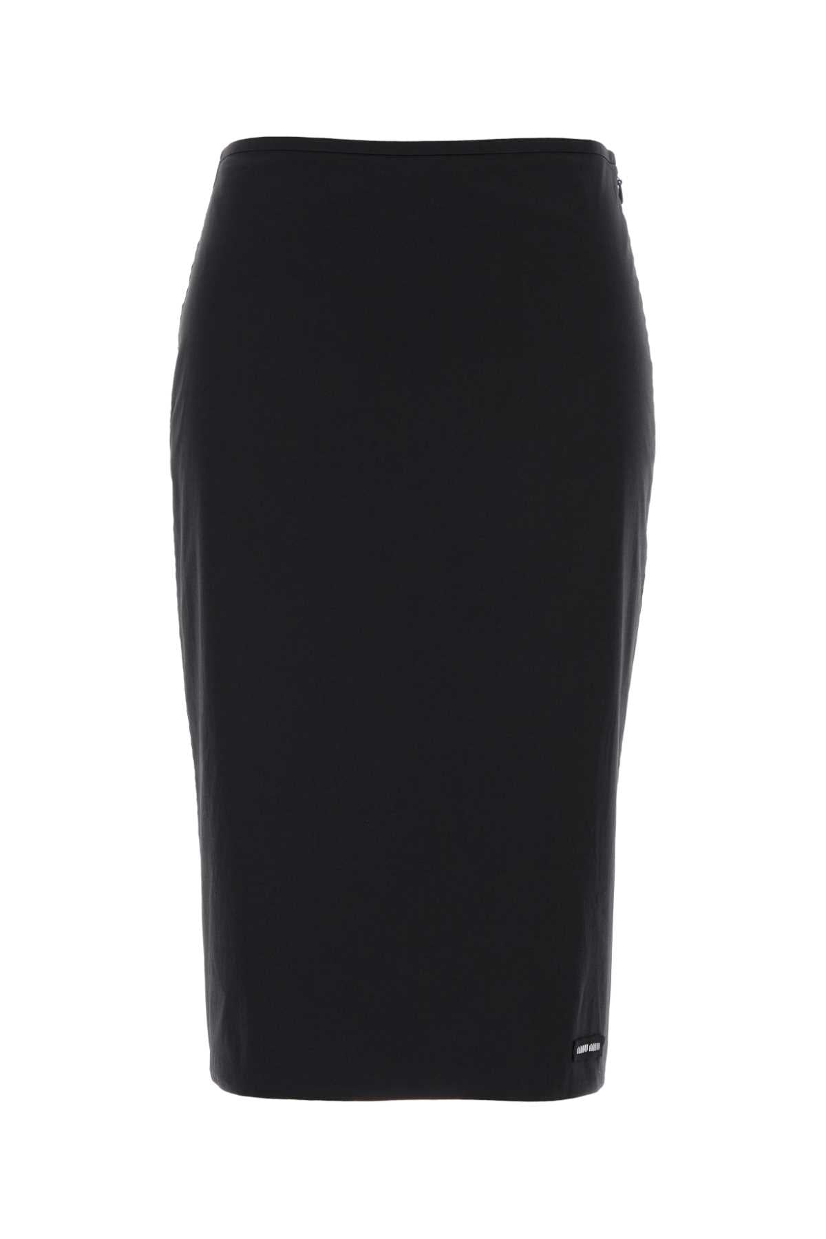 Miu Miu Women Black Stretch Poplin Skirt MIU MIU