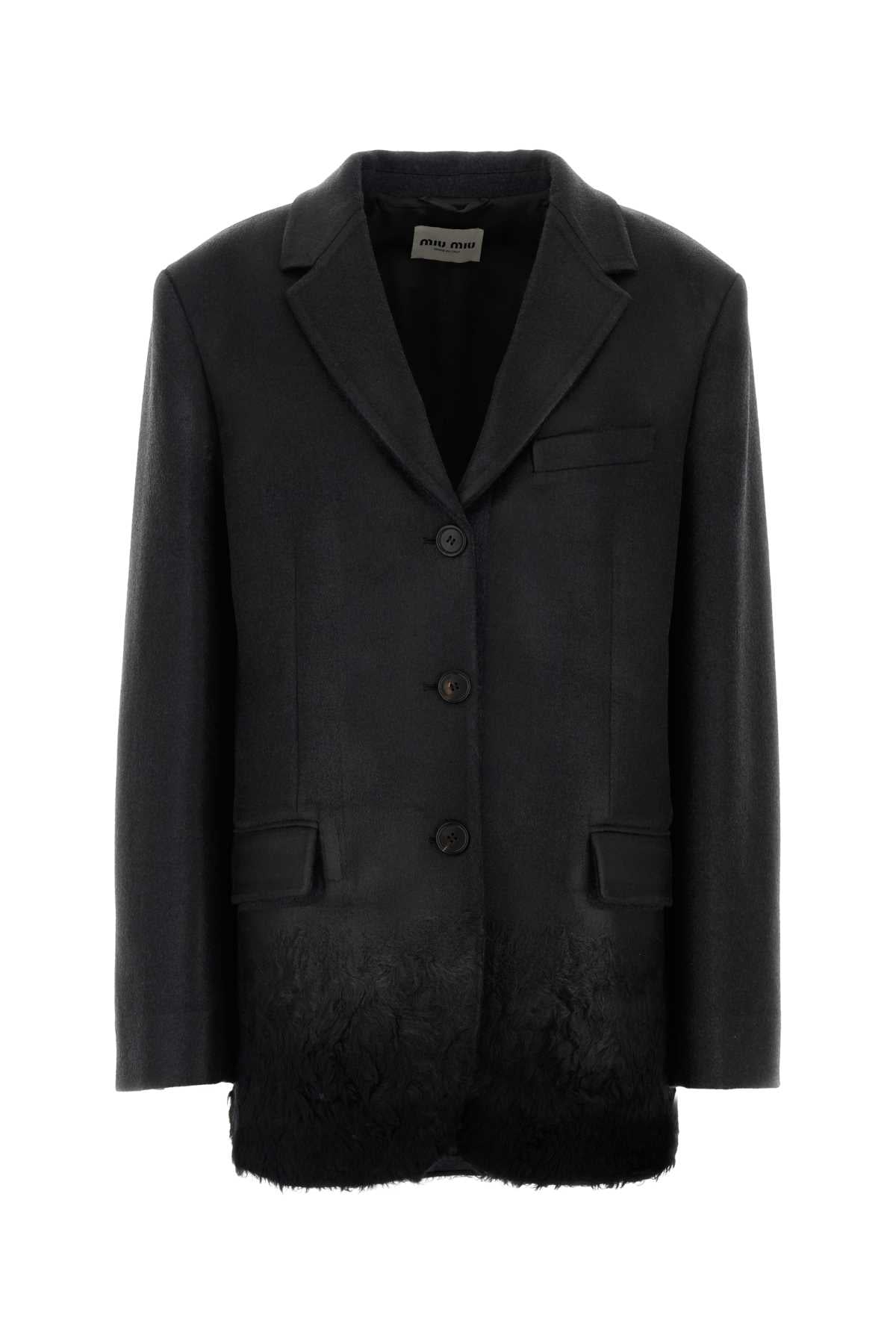Miu Miu Women Charcoal Wool Blend Blazer MIU MIU