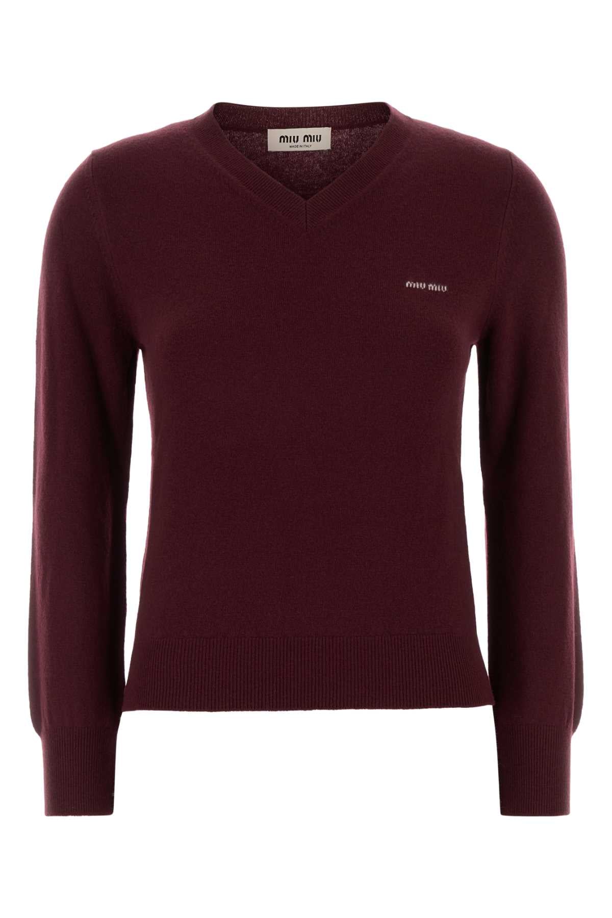Miu Miu Women Burgundy Wool Sweater MIU MIU