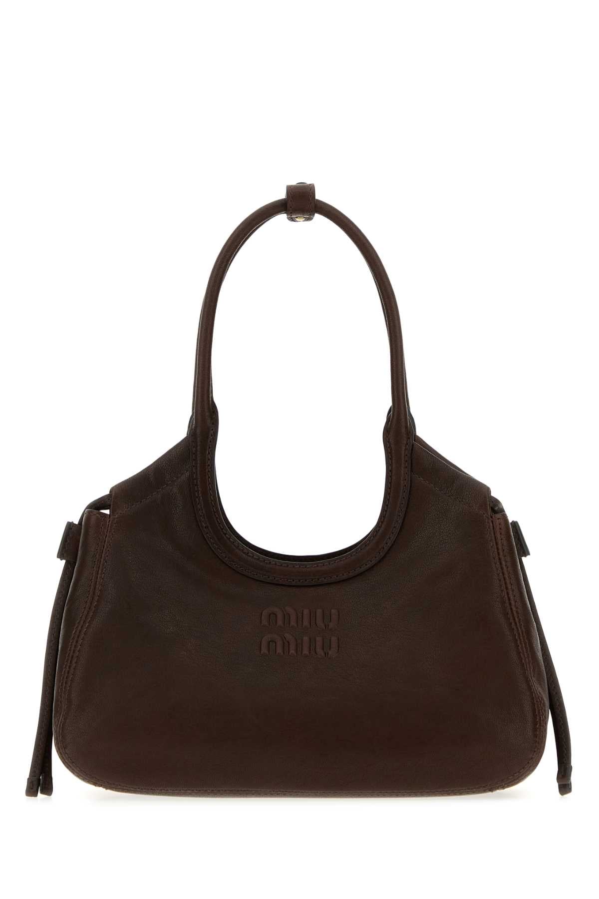 Miu Miu Women Dark Brown Nappa Leather Ivy Handbag MIU MIU
