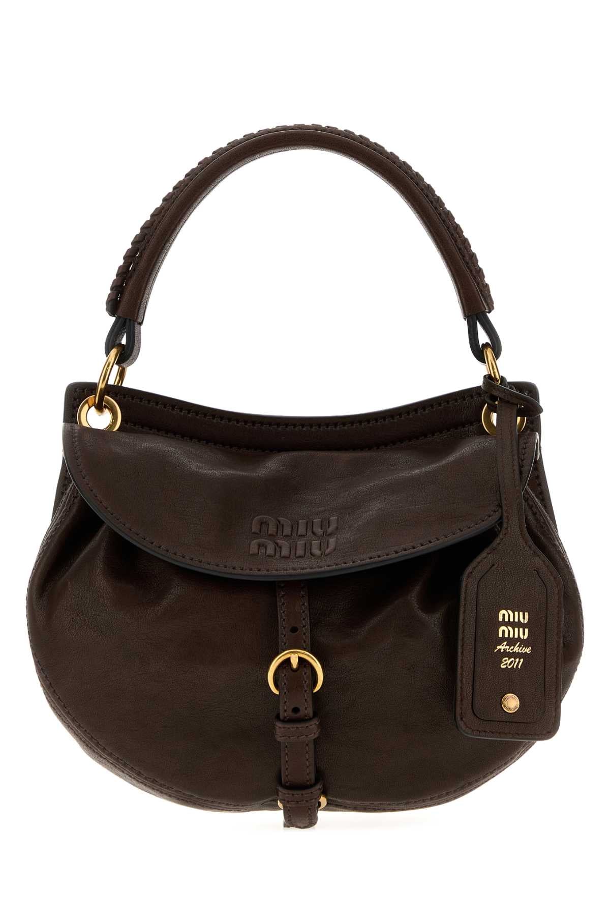Miu Miu Women Dark Brown Nappa Leather Rendez-Vous Handbag MIU MIU