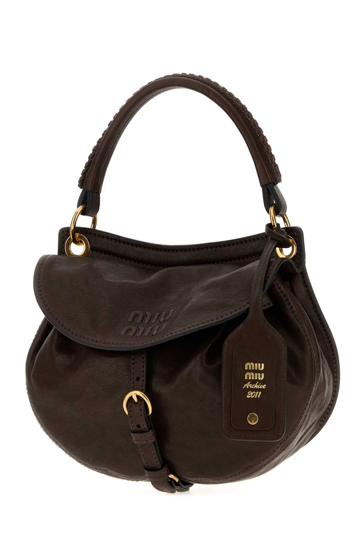 Miu Miu Women Dark Brown Nappa Leather Rendez-Vous Handbag MIU MIU