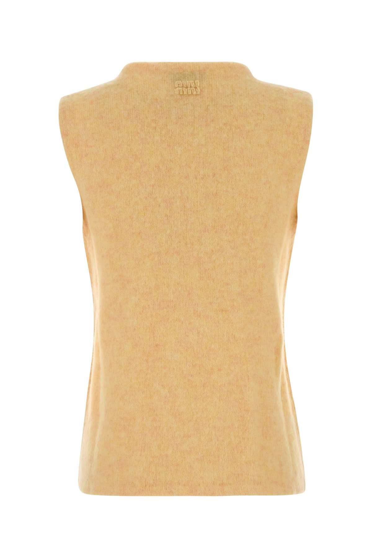 Miu Miu Women Melange Yellow Wool Vest MIU MIU