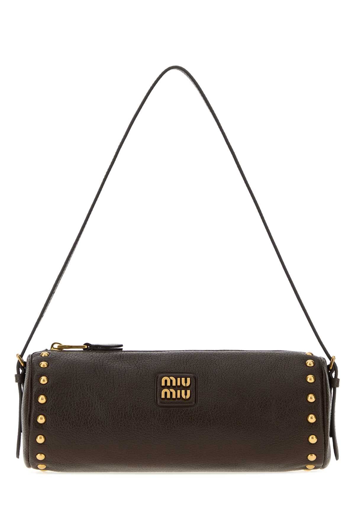 Miu Miu Women Dark Brown Leather Handbag MIU MIU