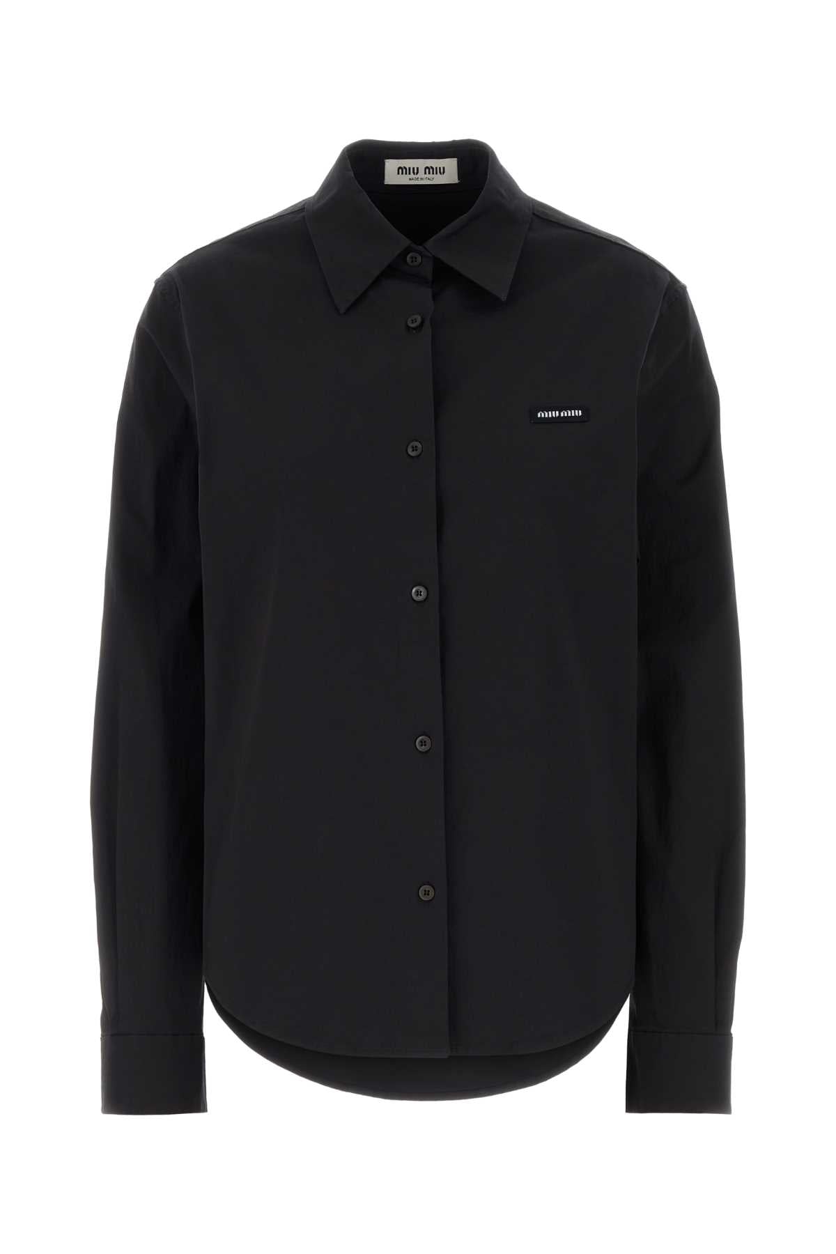 Miu Miu Women Black Stretch Poplin Shirt MIU MIU