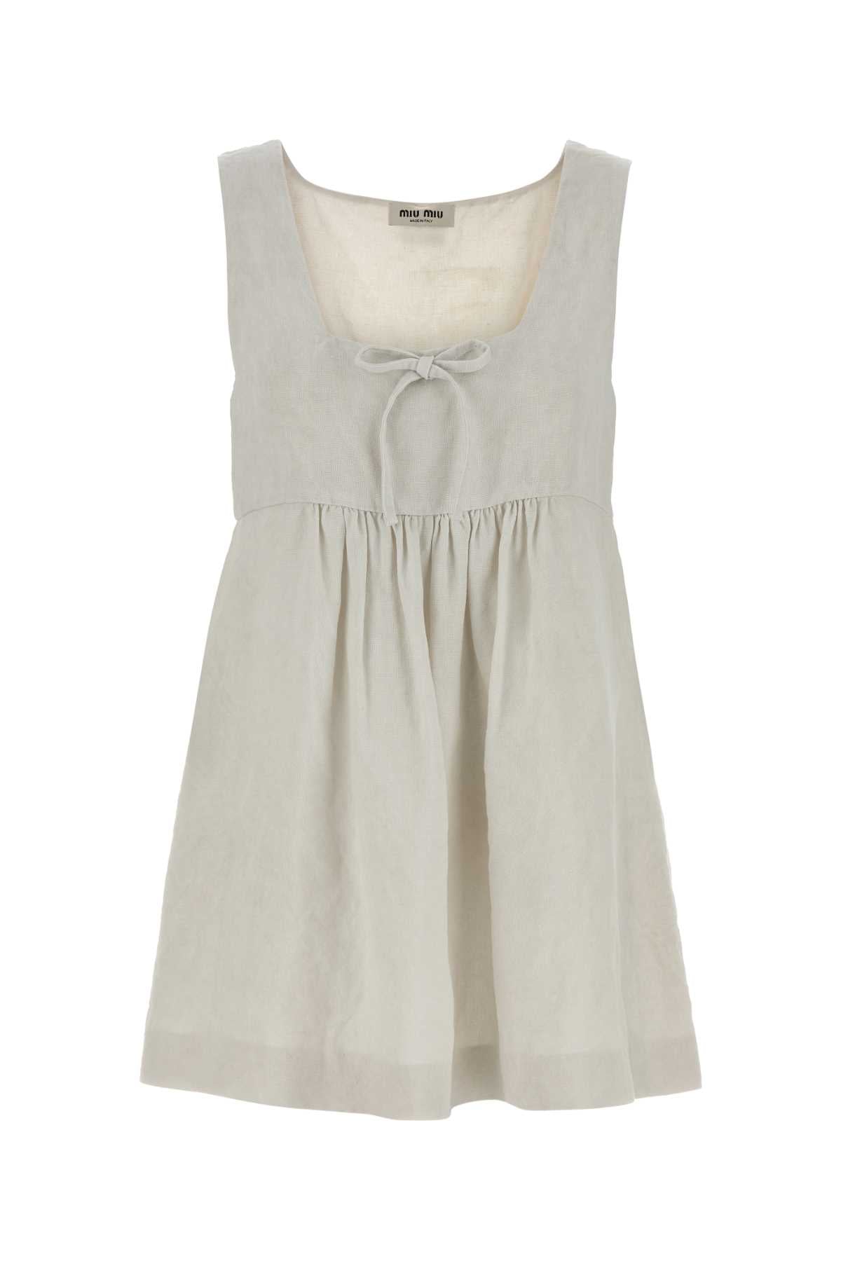 Miu Miu Women Light Green Linen Mini Dress MIU MIU