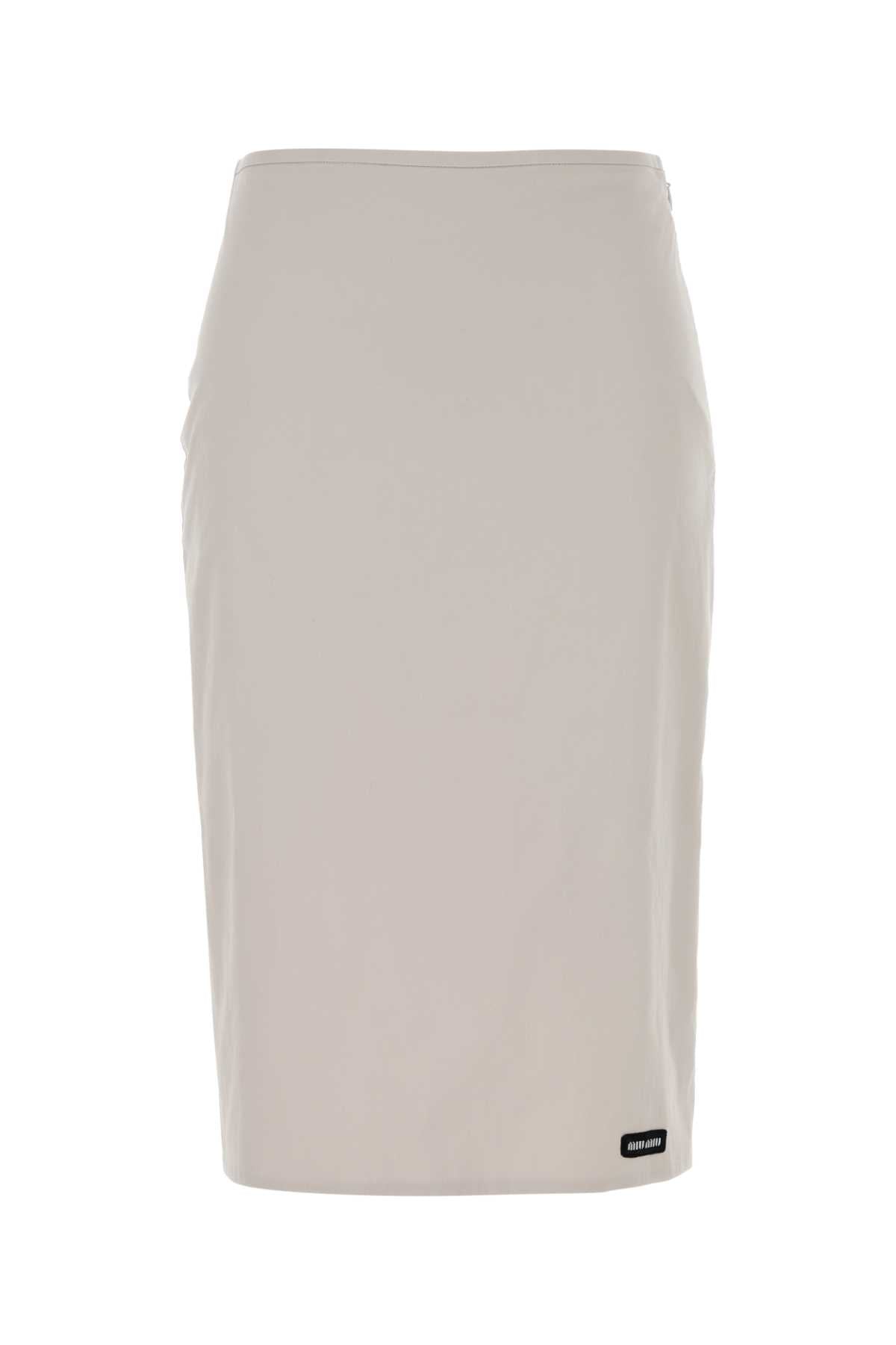 Miu Miu Women Chalk Stretch Poplin Skirt MIU MIU