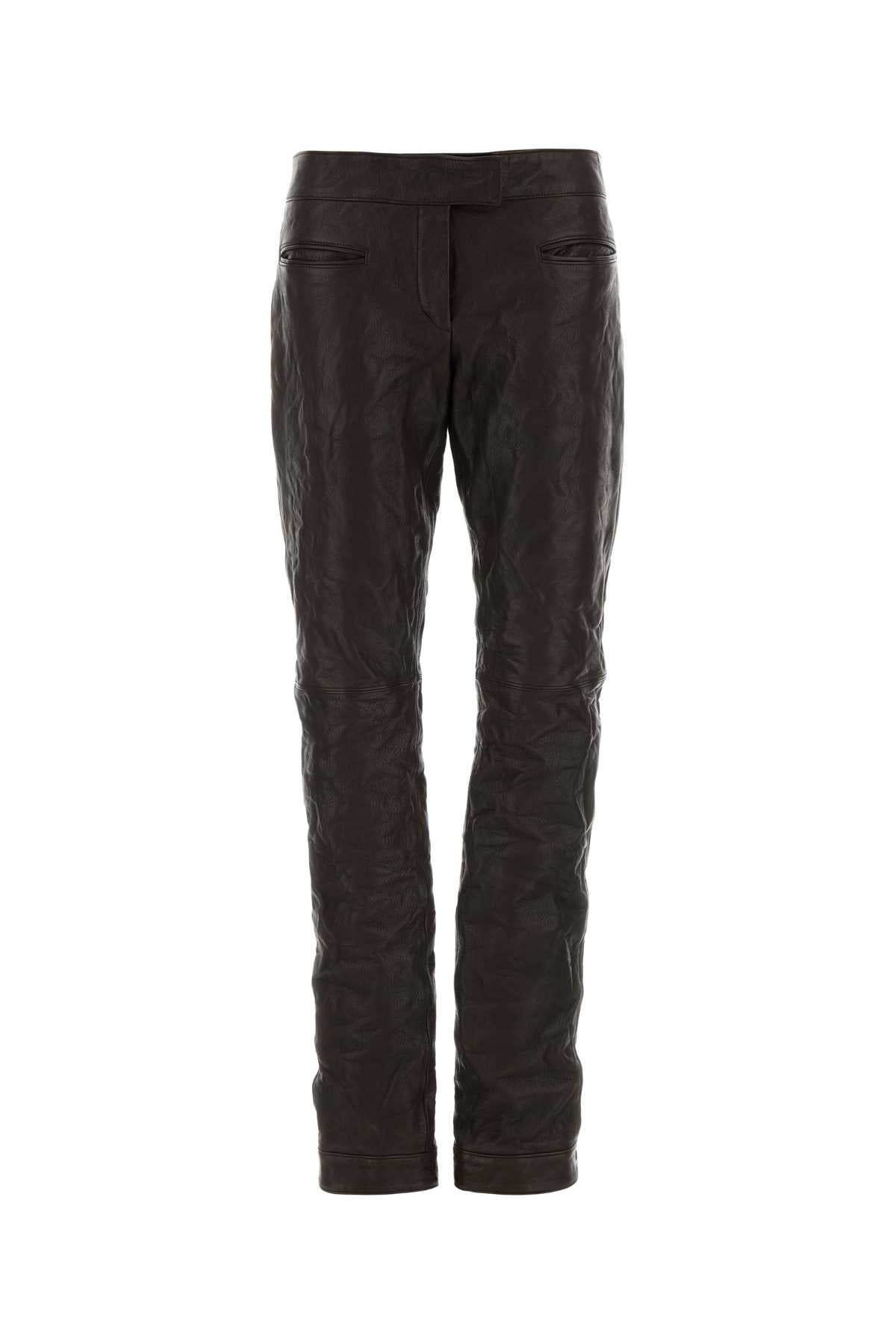 Miu Miu Women Brown Leather Pant MIU MIU