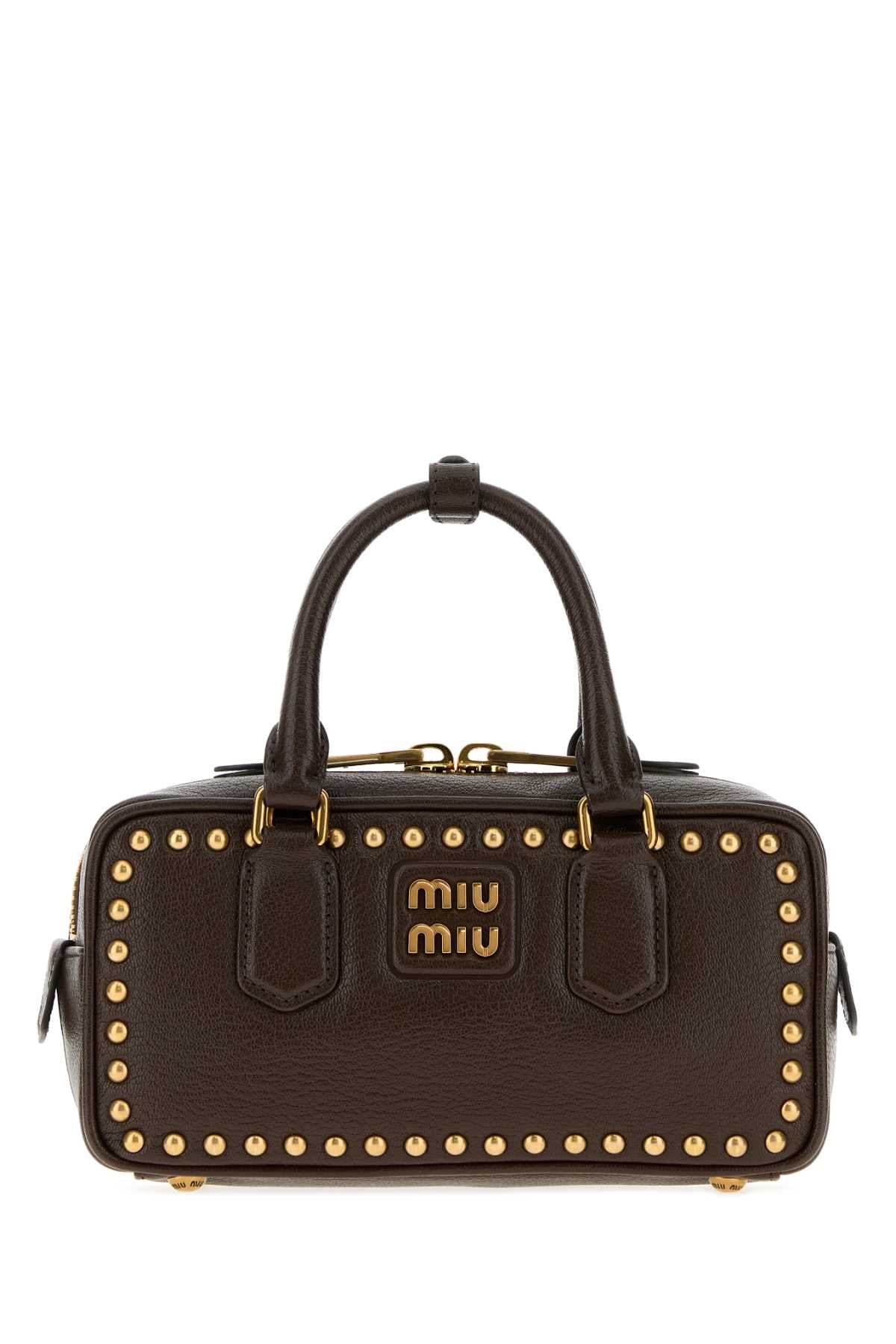Miu Miu Women Dark Brown Leather Arcadie Handbag MIU MIU