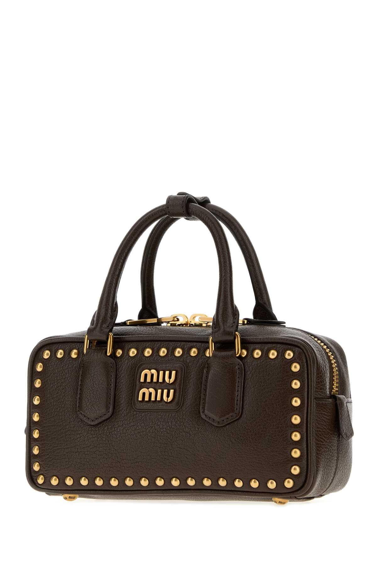 Miu Miu Women Dark Brown Leather Arcadie Handbag MIU MIU