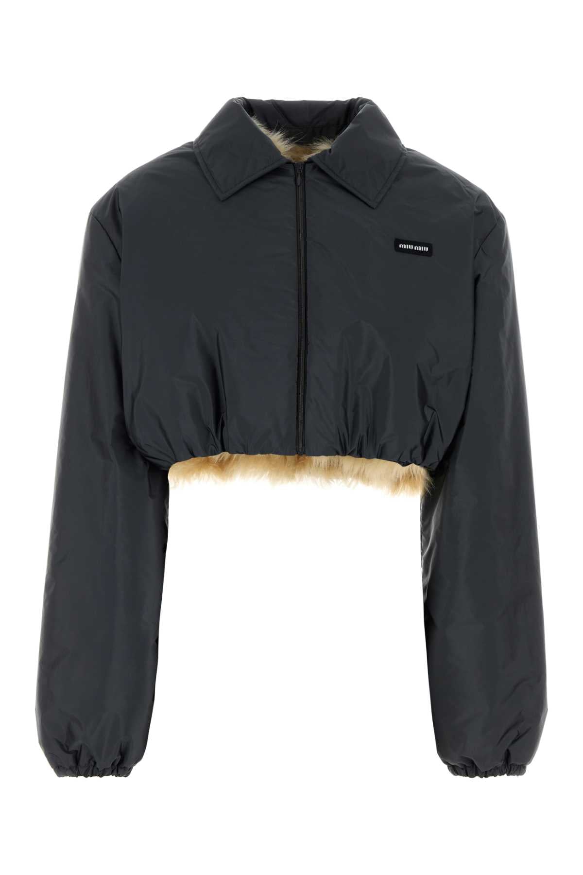 Miu Miu Women Graphite Nylon Jacket MIU MIU