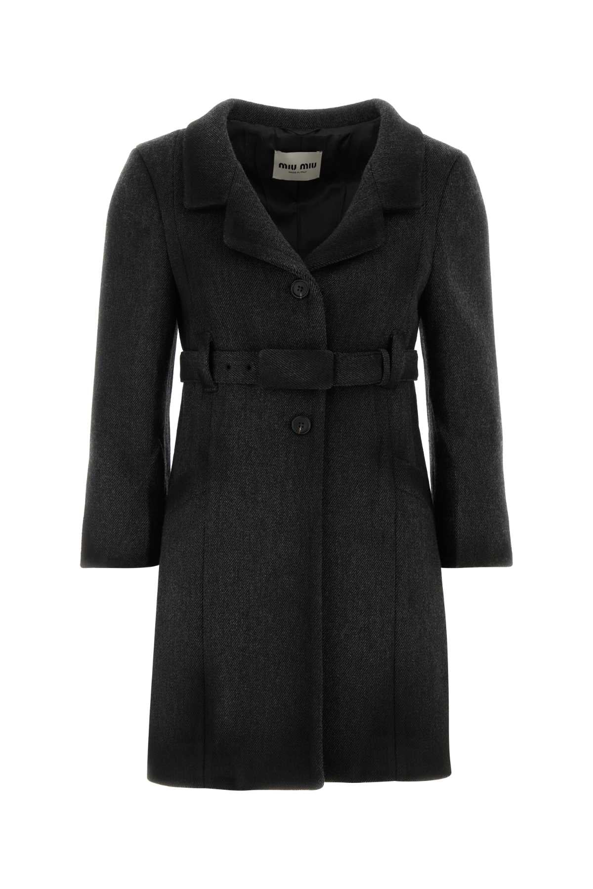 Miu Miu Women Dark Grey Wool Coat MIU MIU
