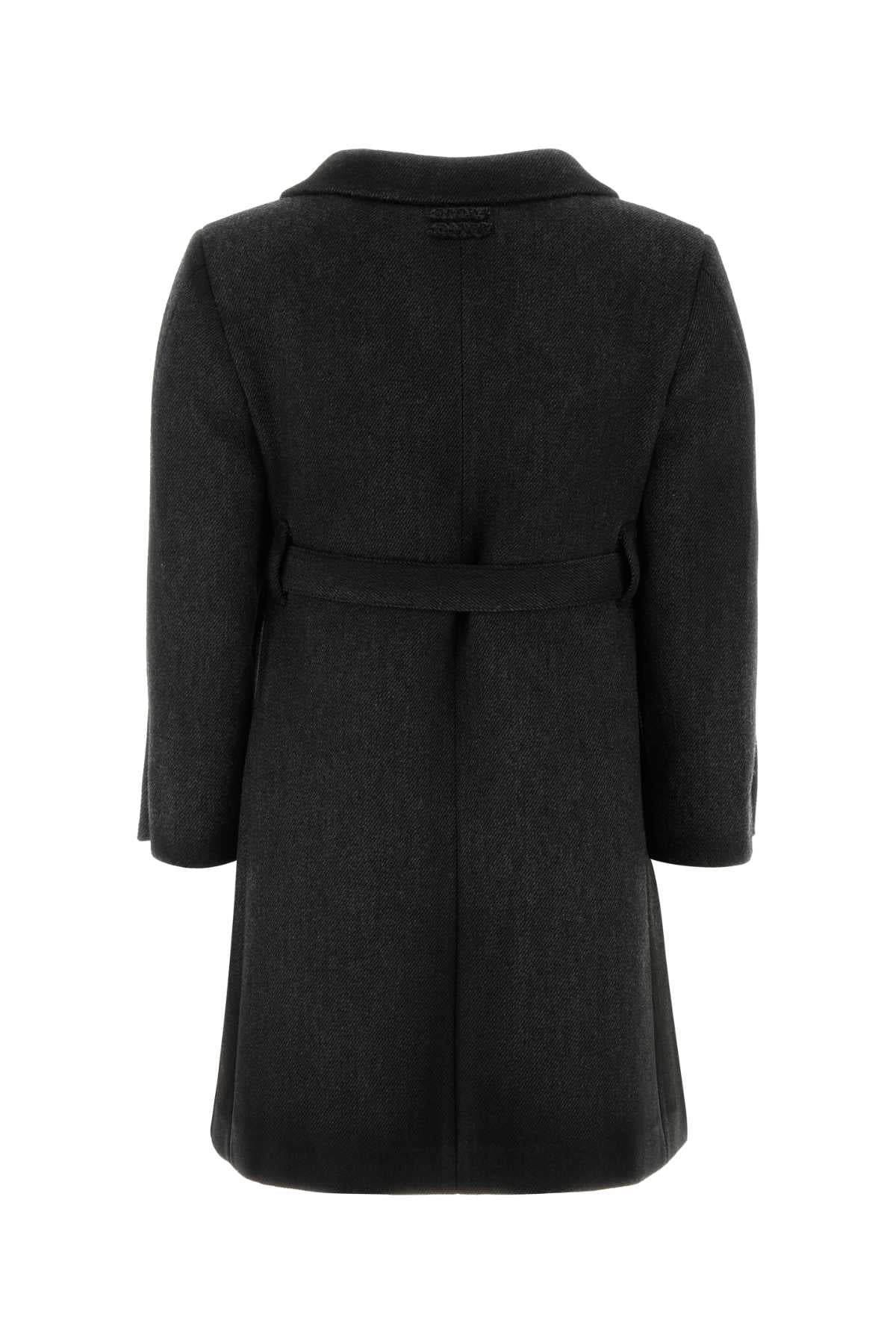 Miu Miu Women Dark Grey Wool Coat MIU MIU