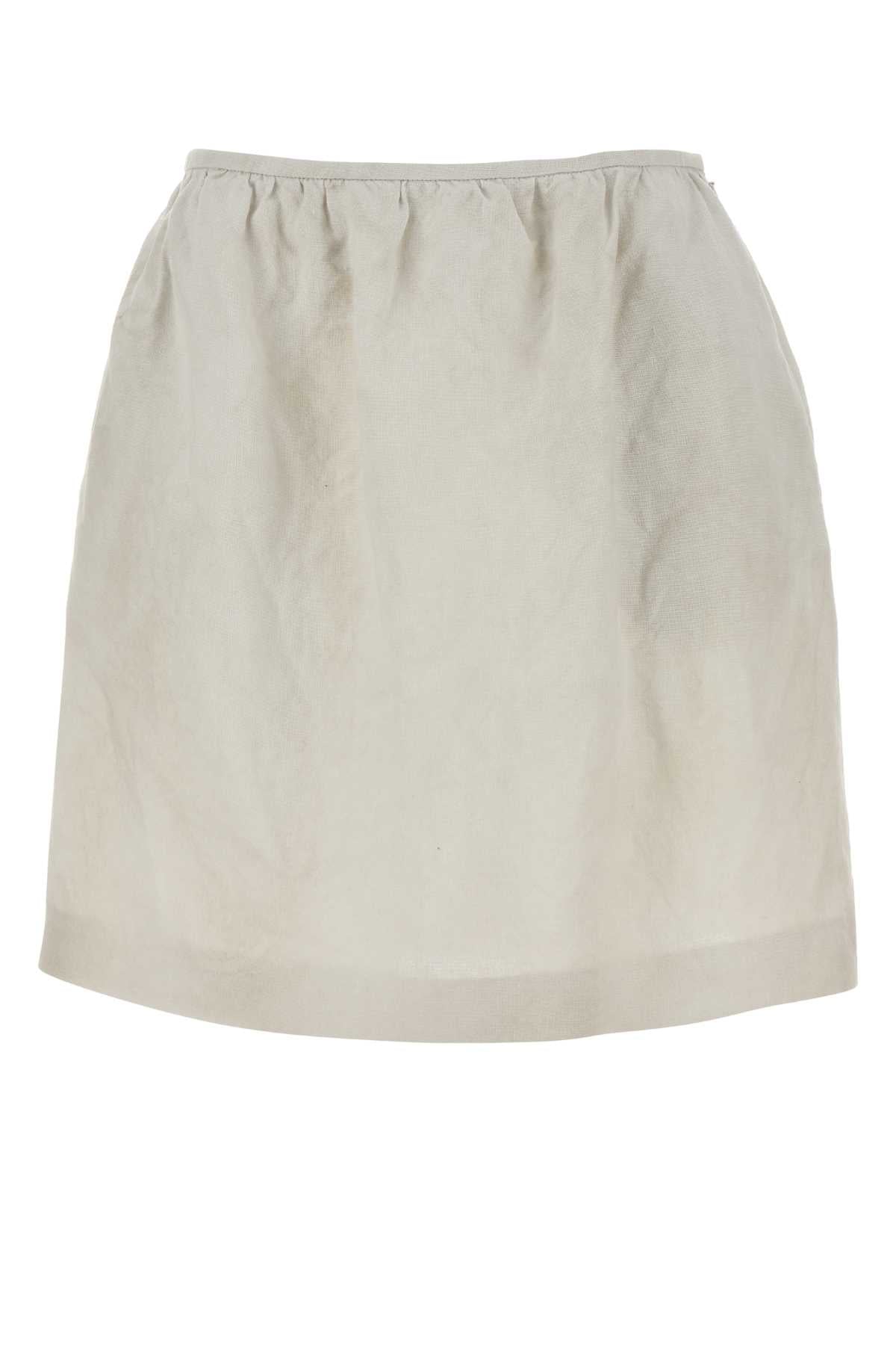 Miu Miu Women Chalk Linen Skirt MIU MIU