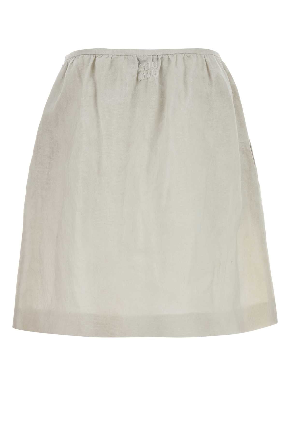 Miu Miu Women Chalk Linen Skirt MIU MIU