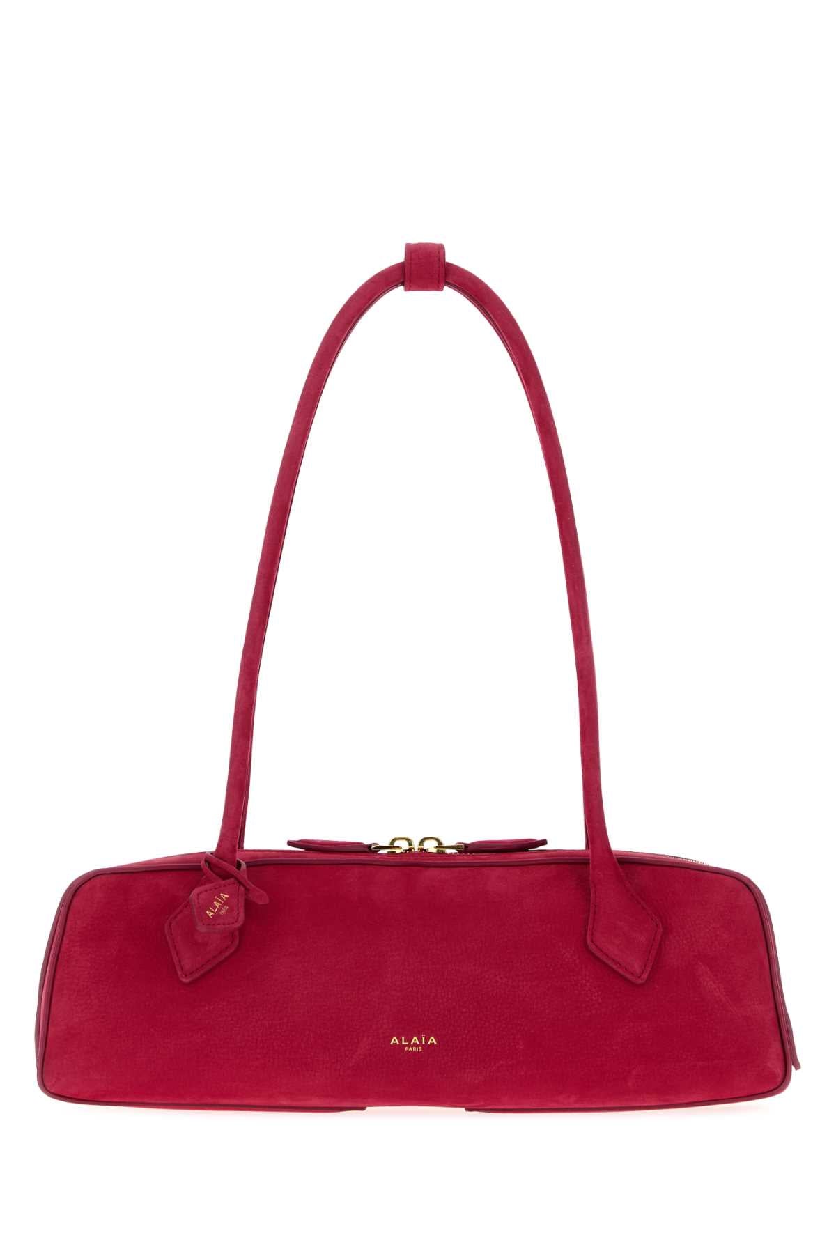 Alaia Women Fuchsia Suede Medium Le Teckel Shoulder Bag ALAIA