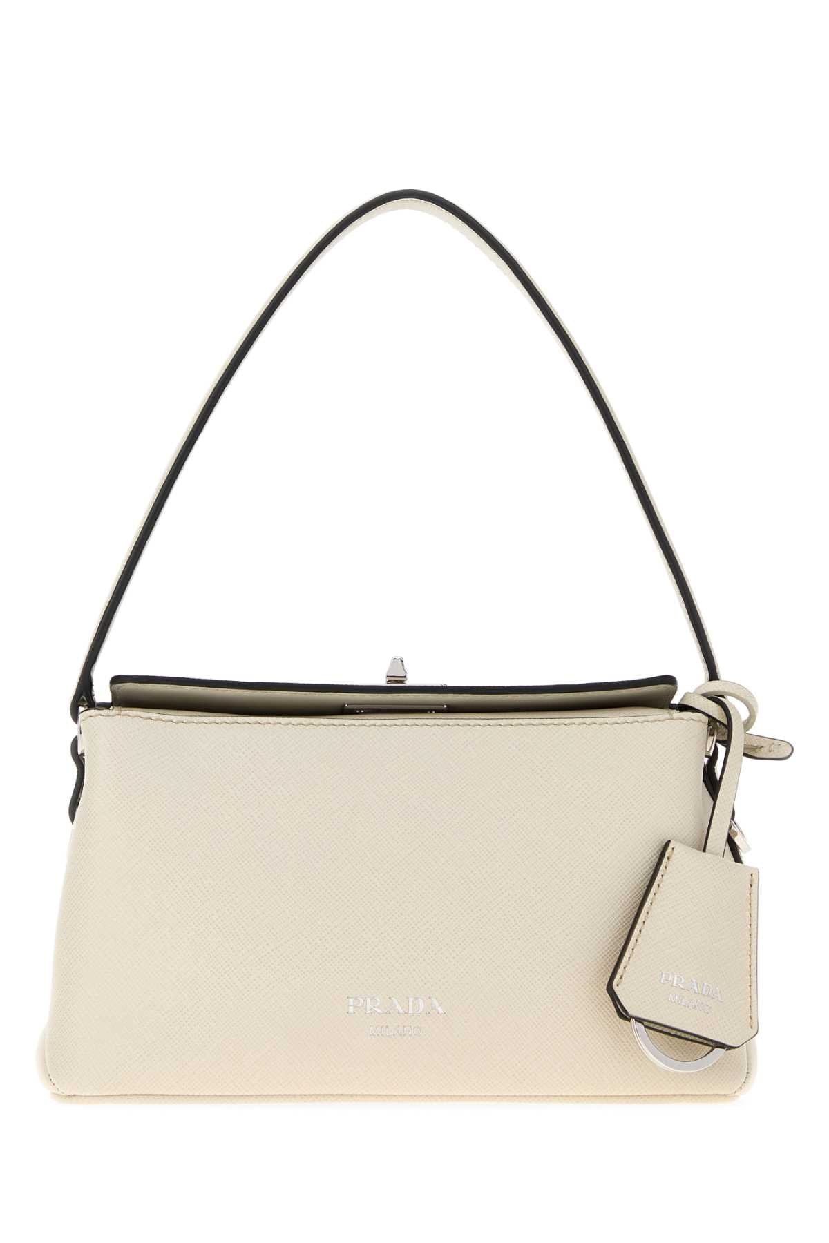 Prada Women Ivory Leather Prada Midi Handbag PRADA